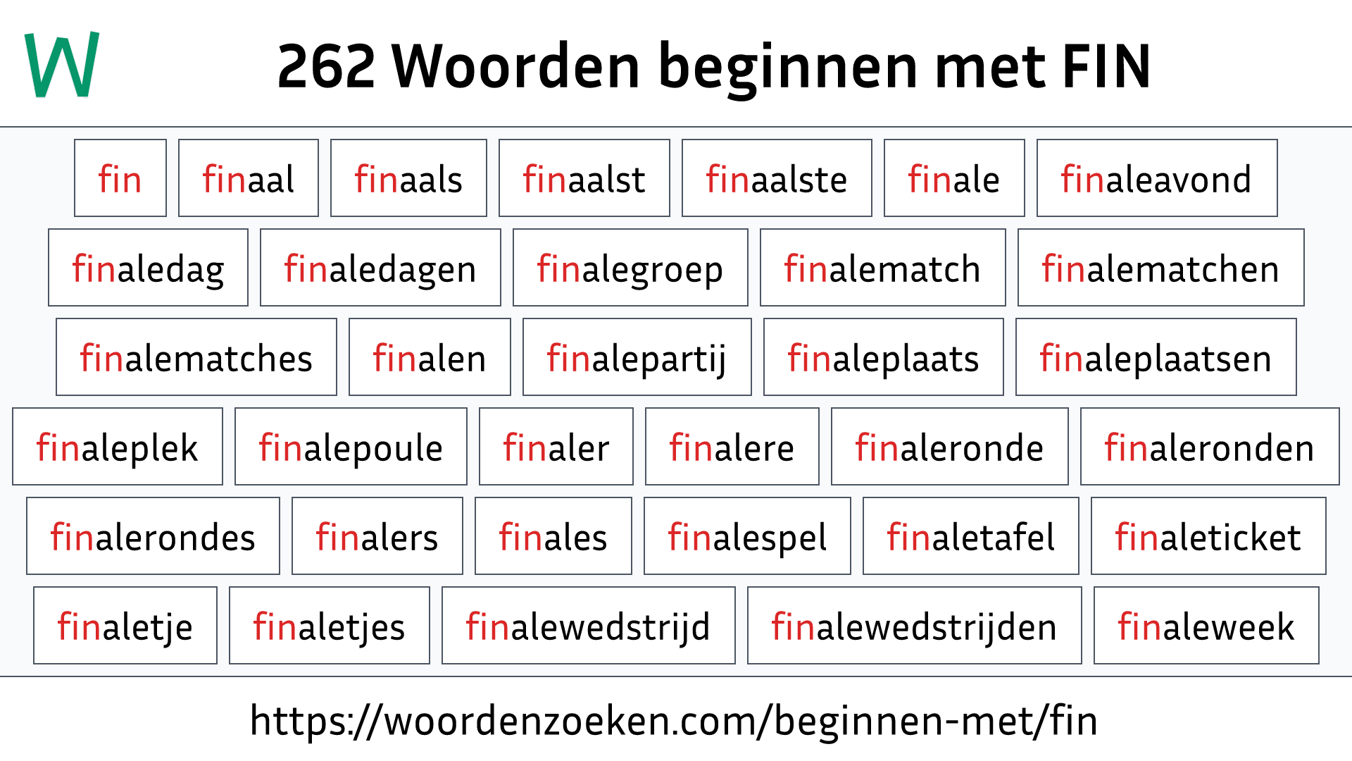 Woorden beginnen met FIN