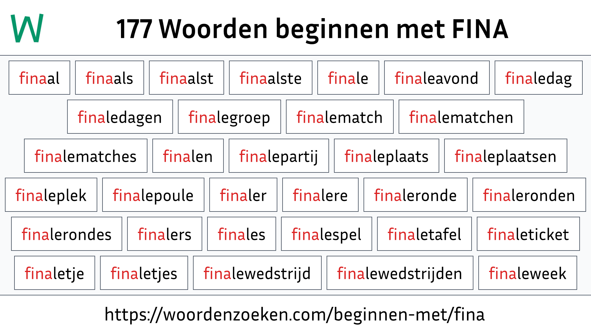 Woorden beginnen met FINA