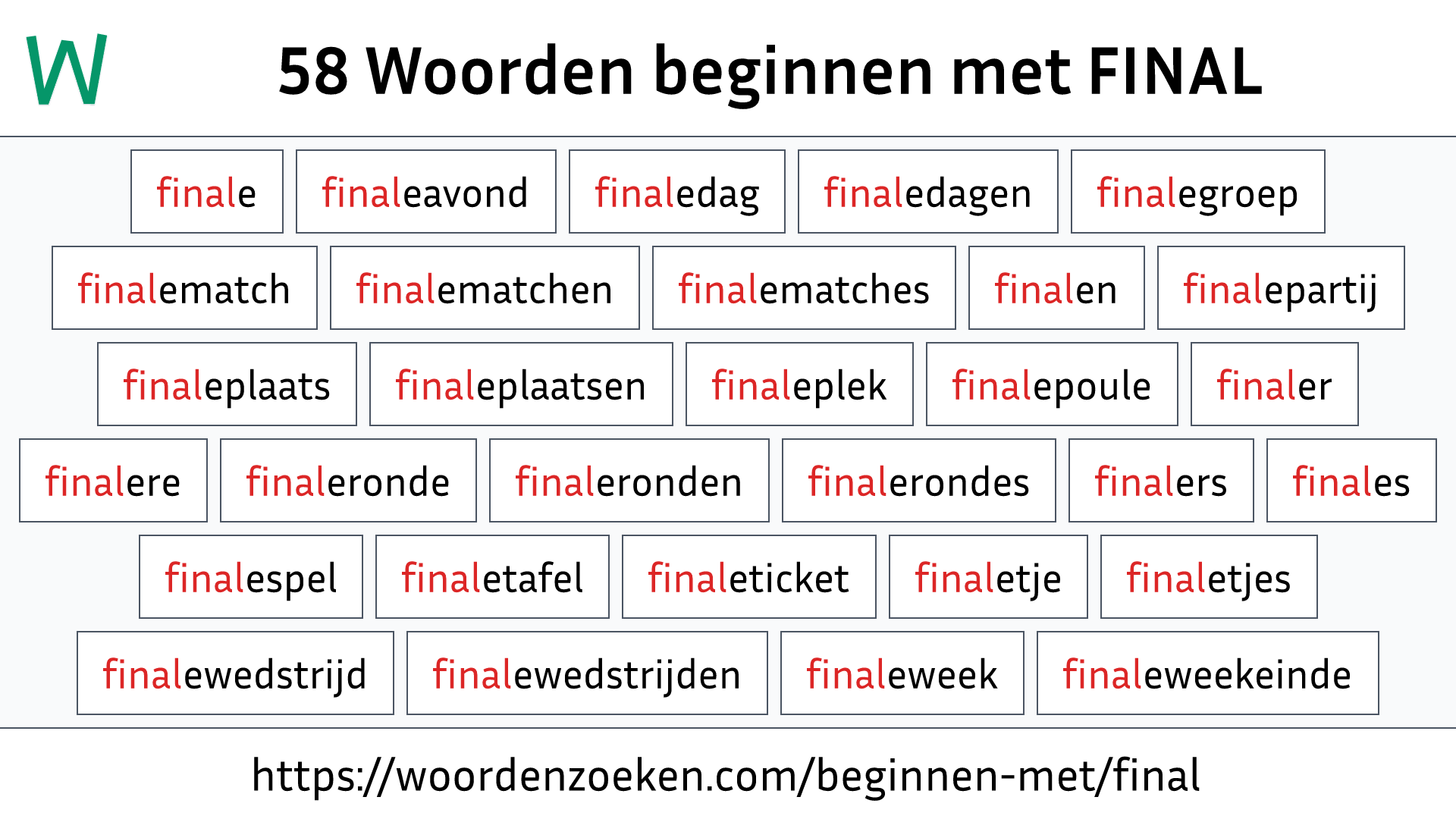 Woorden beginnen met FINAL