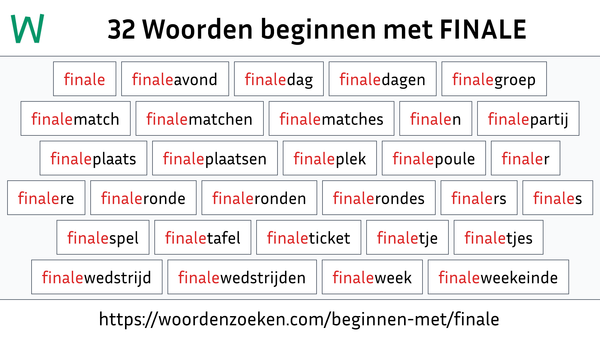 Woorden beginnen met FINALE