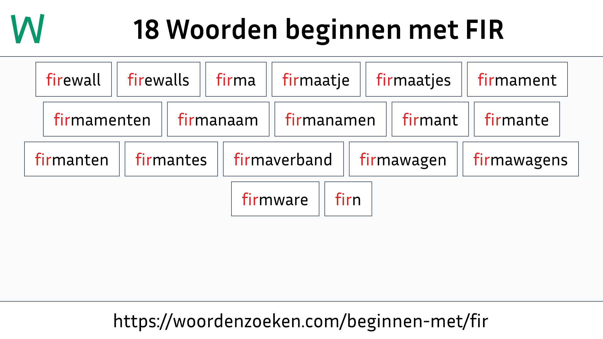 Woorden beginnen met FIR