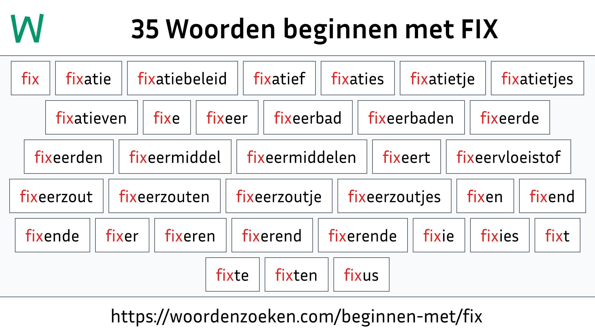 Woorden beginnen met FIX