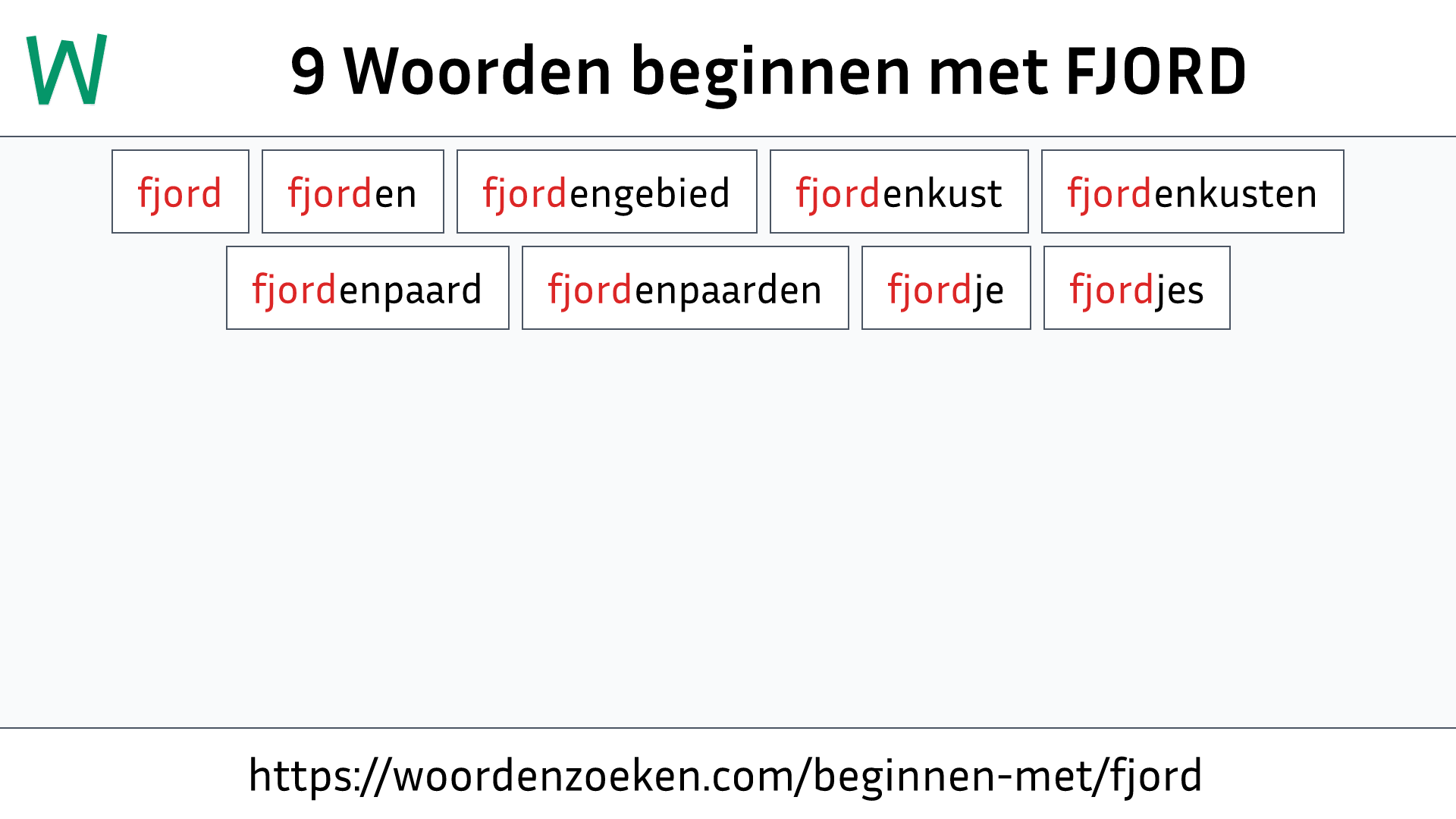 Woorden beginnen met FJORD