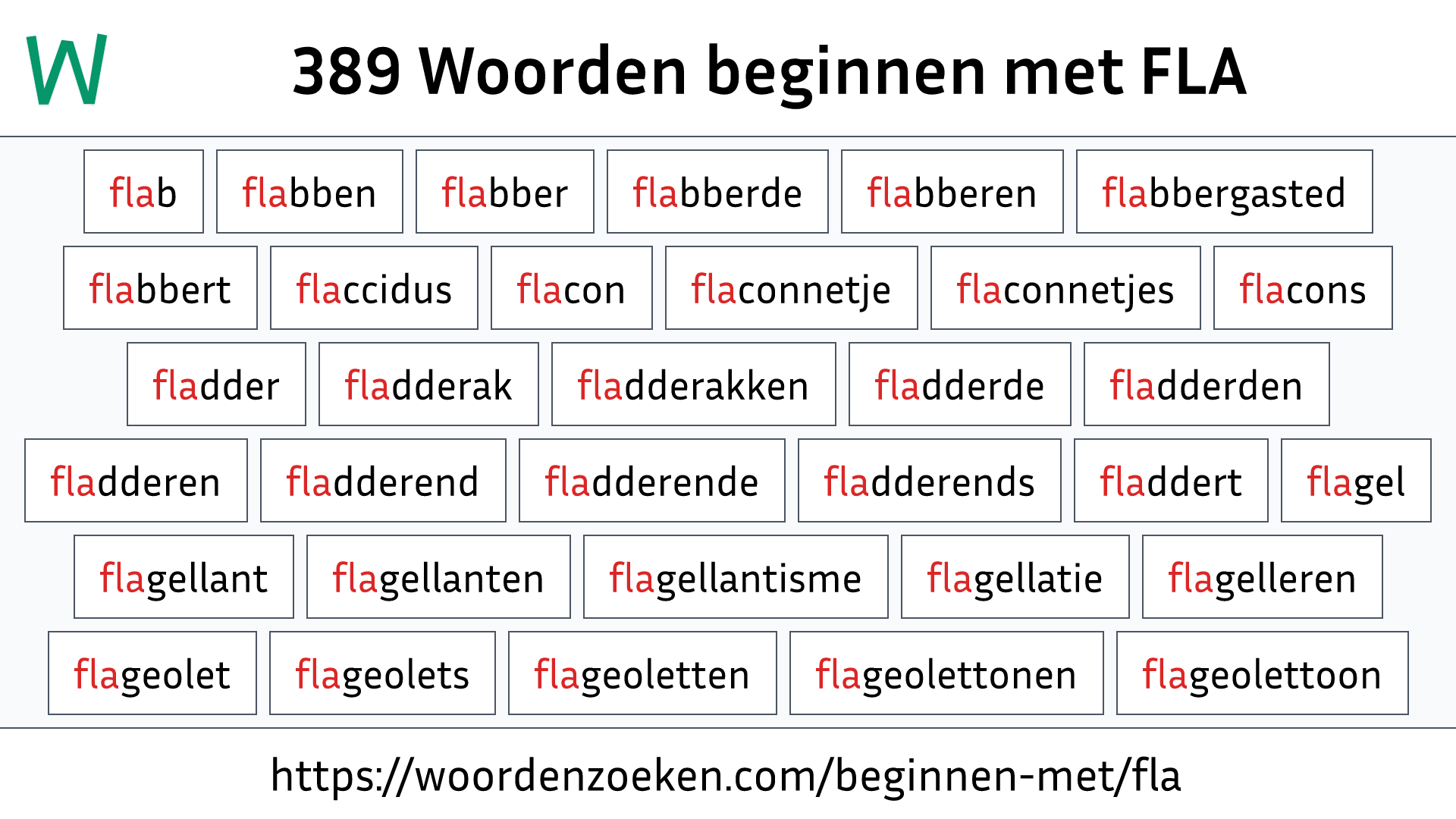 Woorden beginnen met FLA