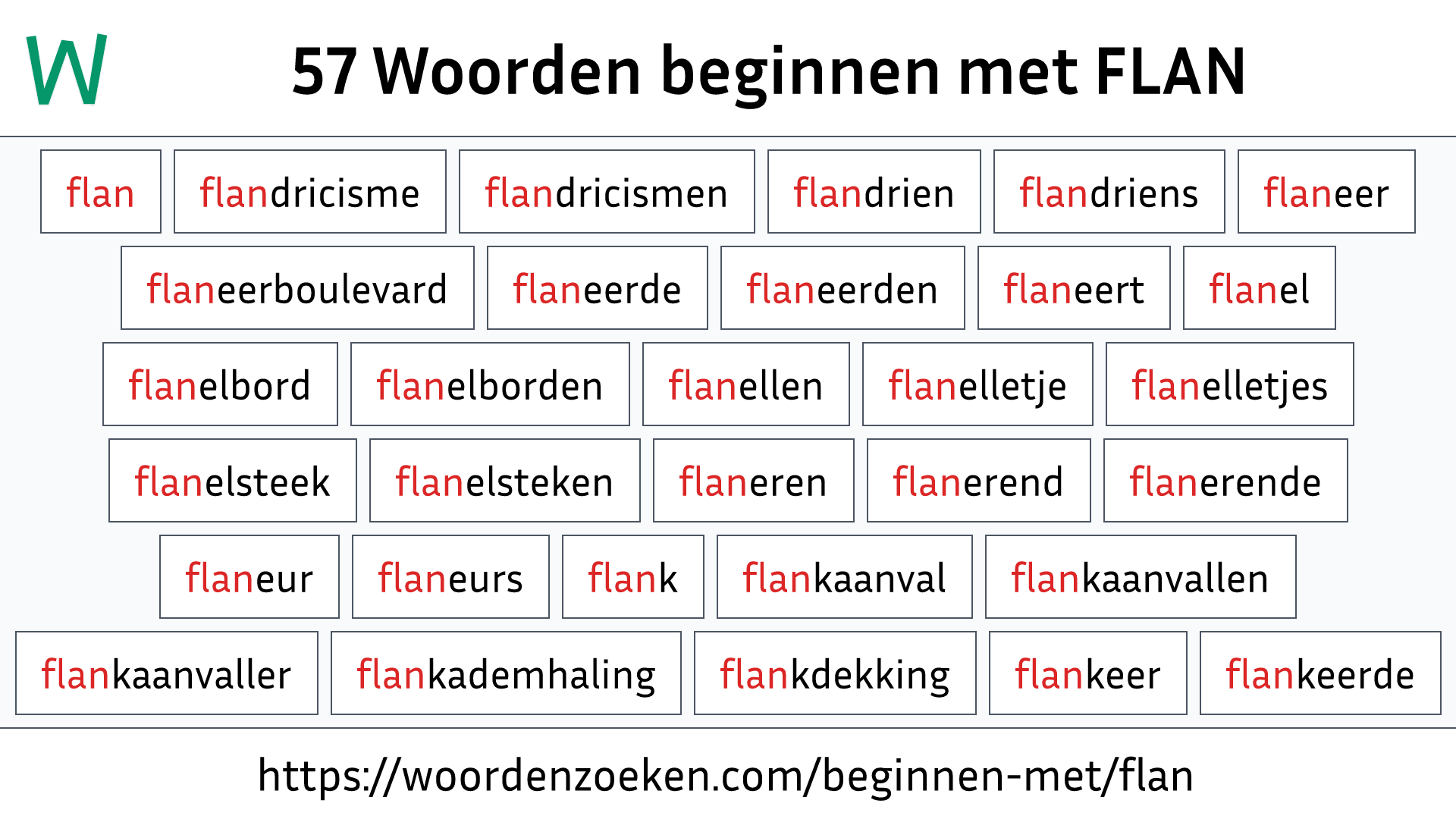 Woorden beginnen met FLAN