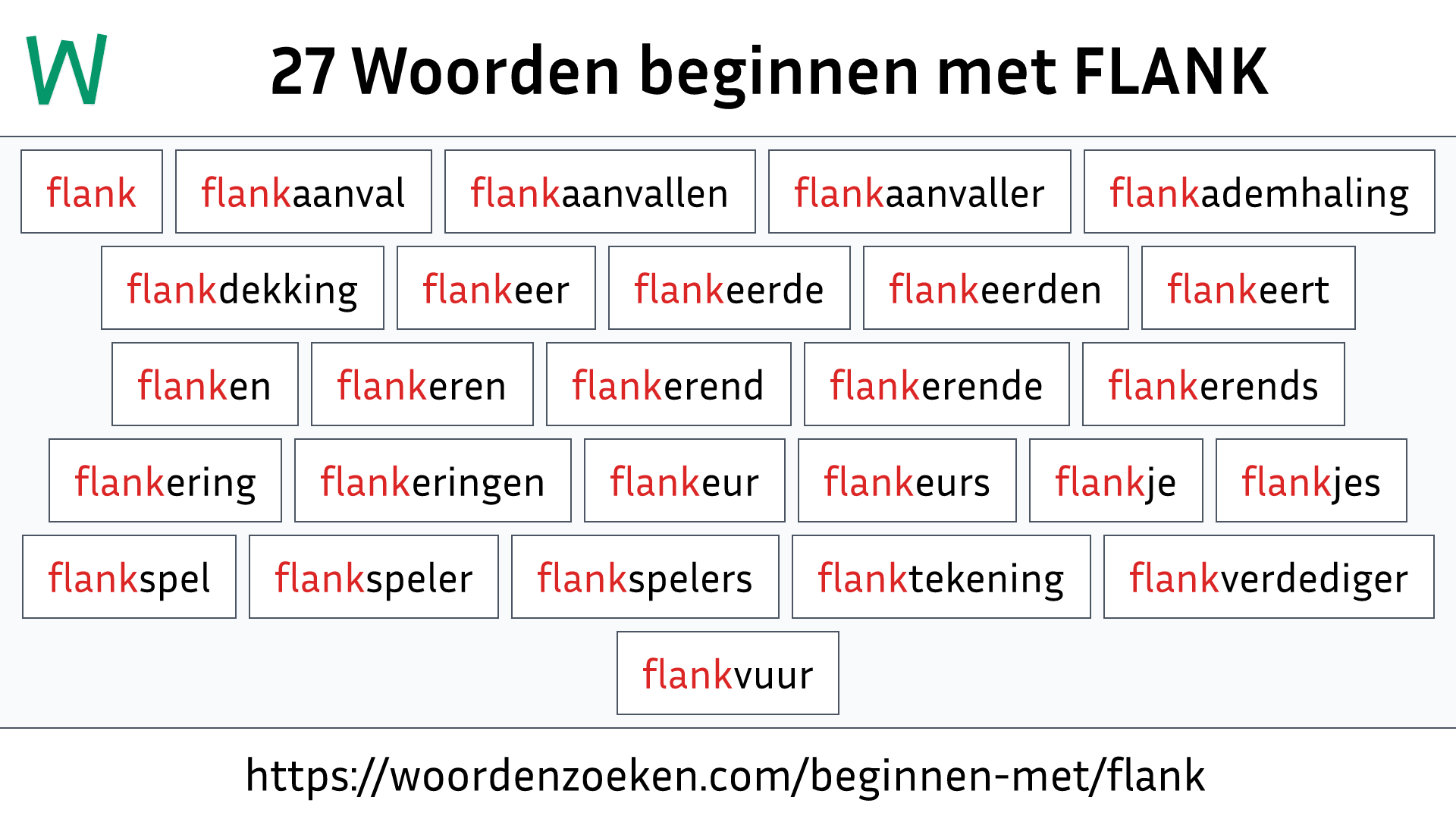 Woorden beginnen met FLANK