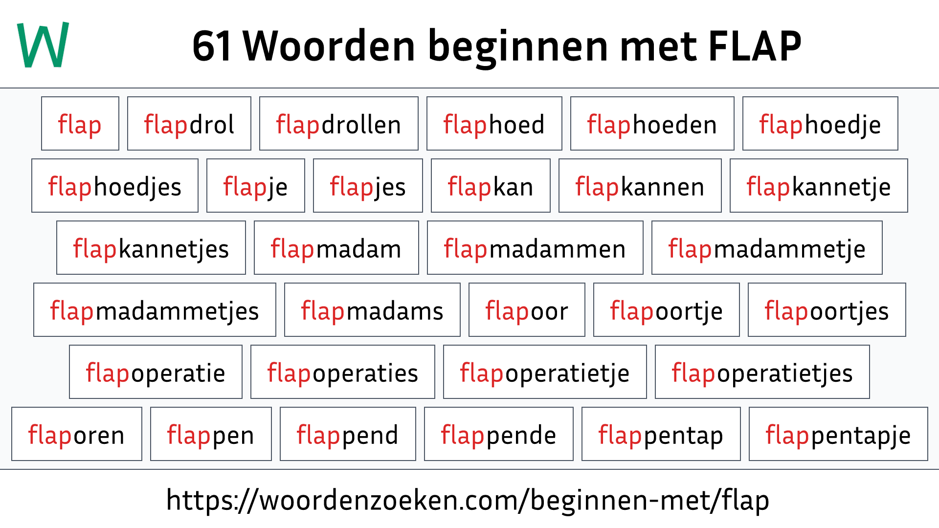 Woorden beginnen met FLAP