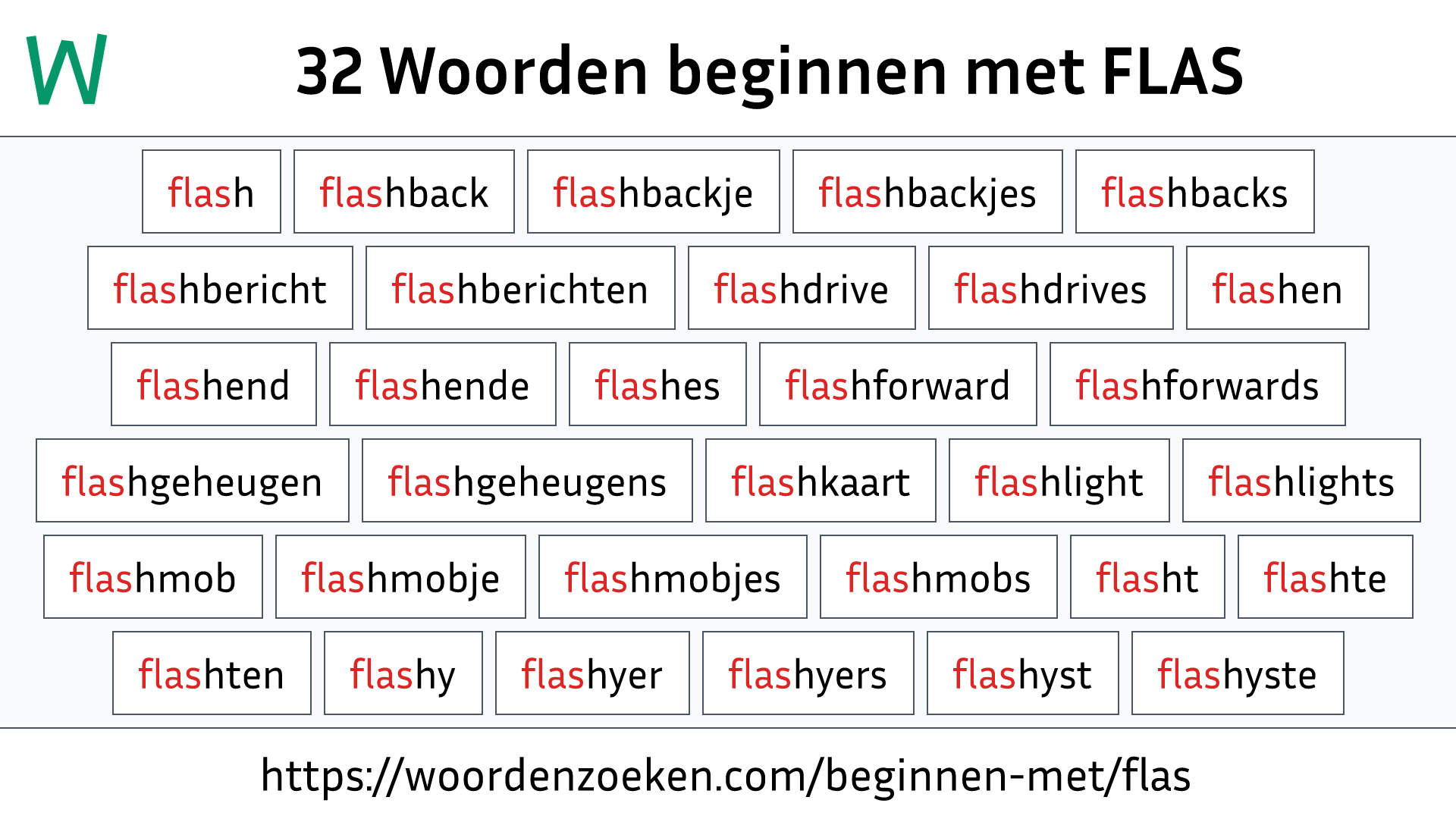 Woorden beginnen met FLAS