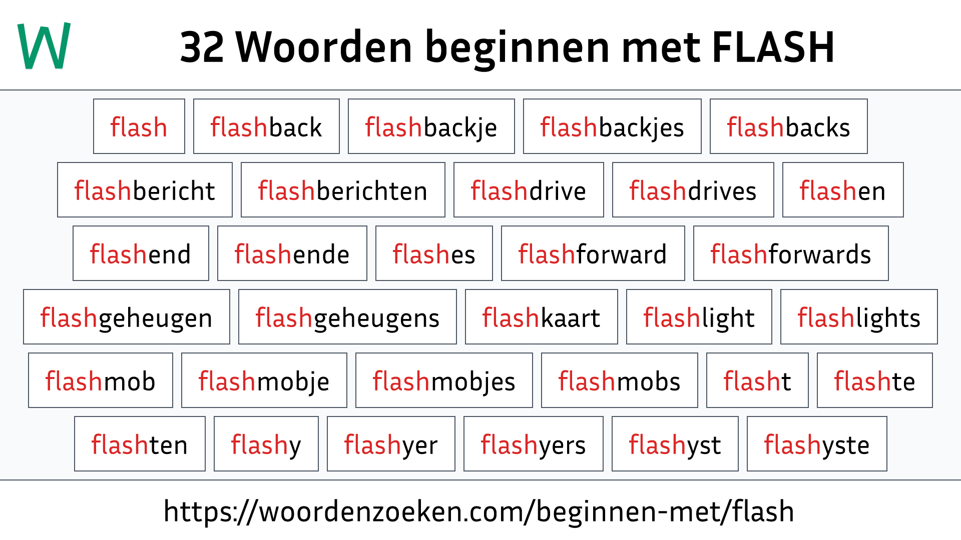 Woorden beginnen met FLASH