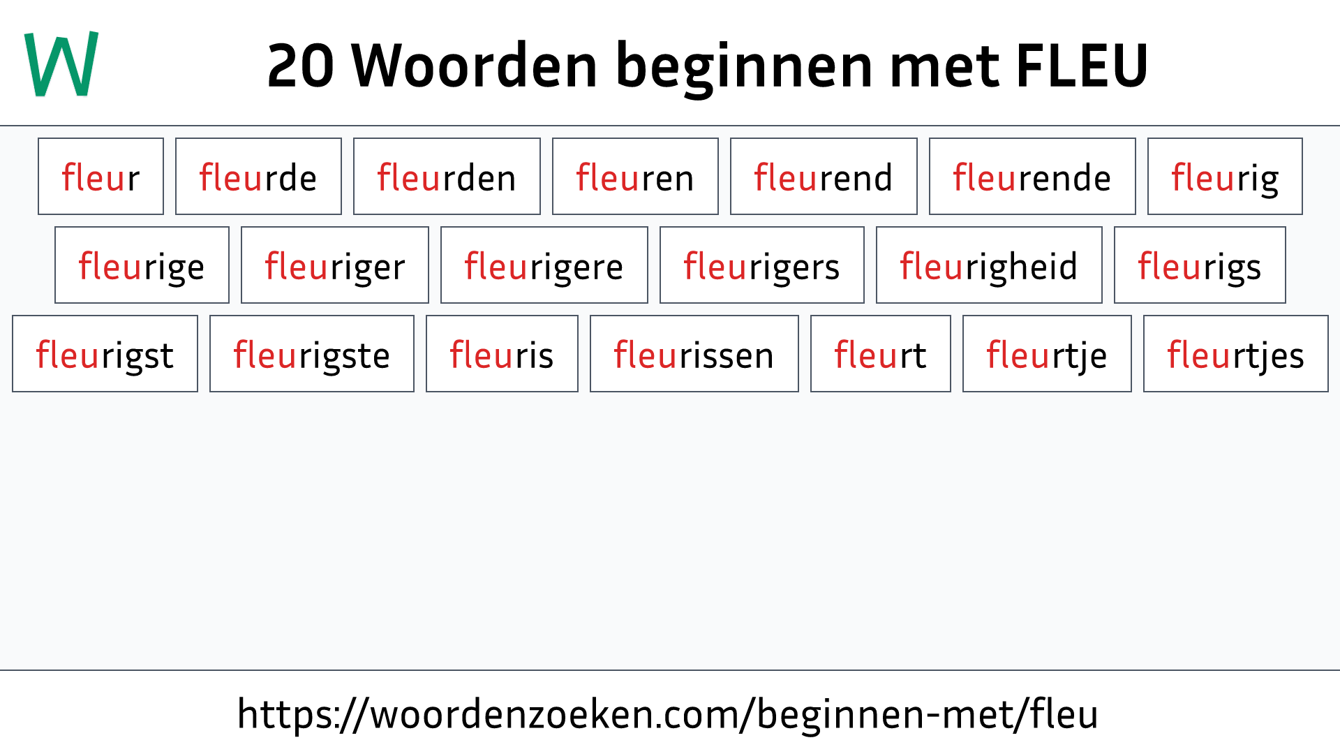 Woorden beginnen met FLEU