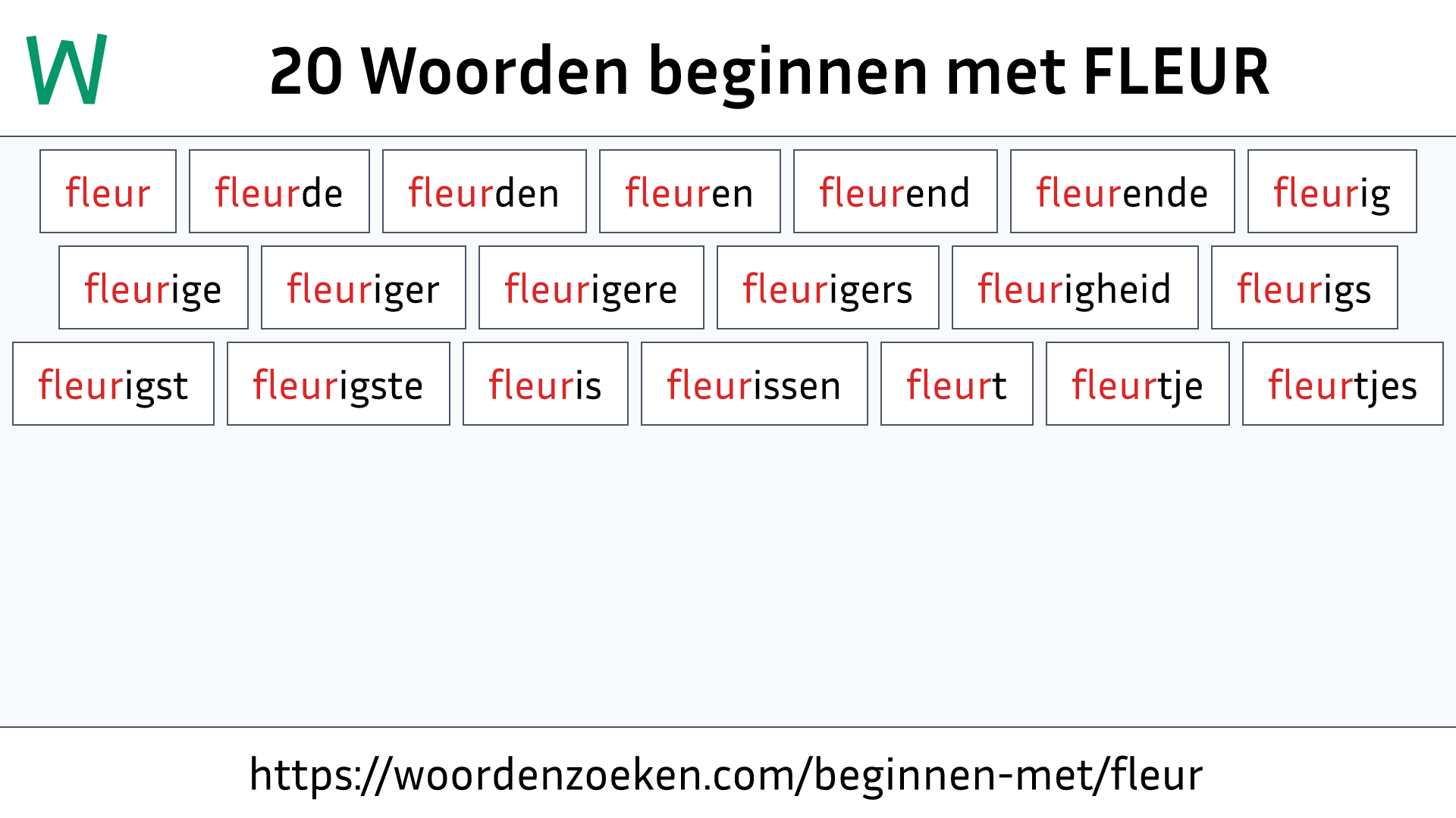 Woorden beginnen met FLEUR