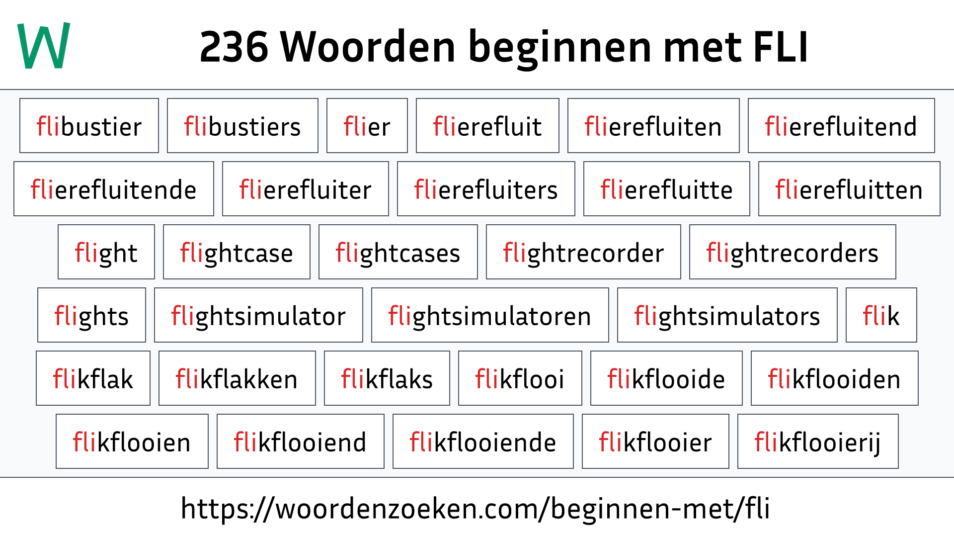 Woorden beginnen met FLI