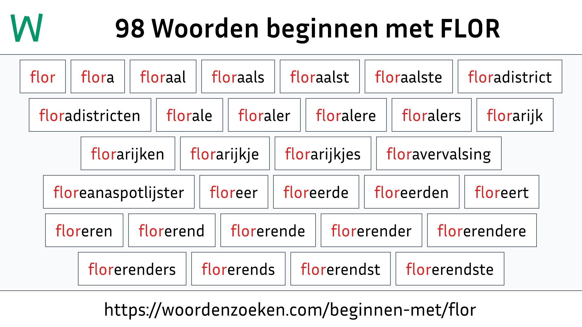 Woorden beginnen met FLOR