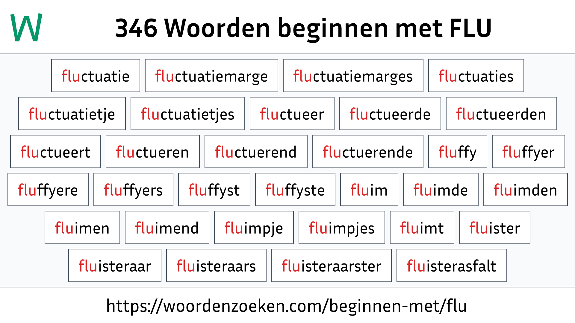 Woorden beginnen met FLU