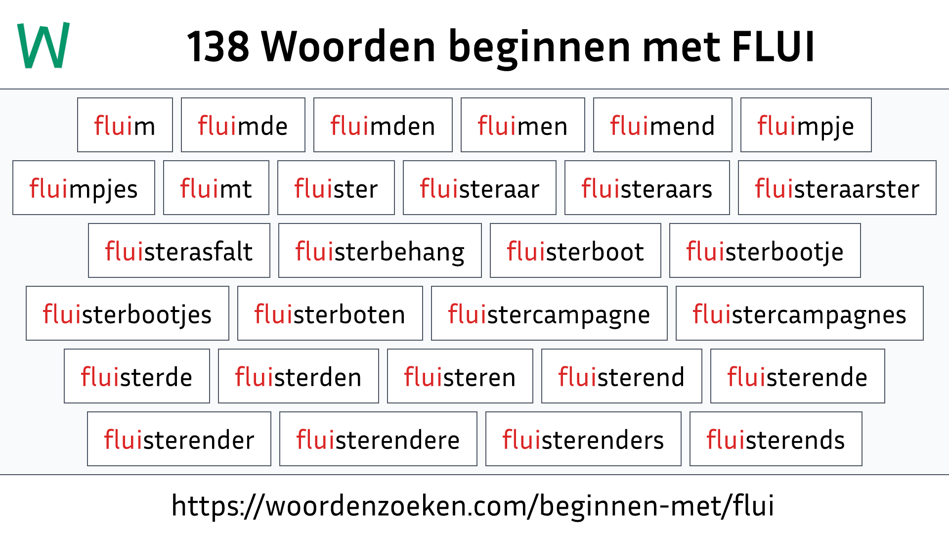 Woorden beginnen met FLUI