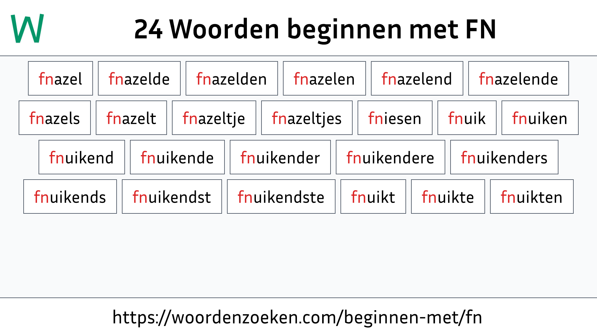 Woorden beginnen met FN