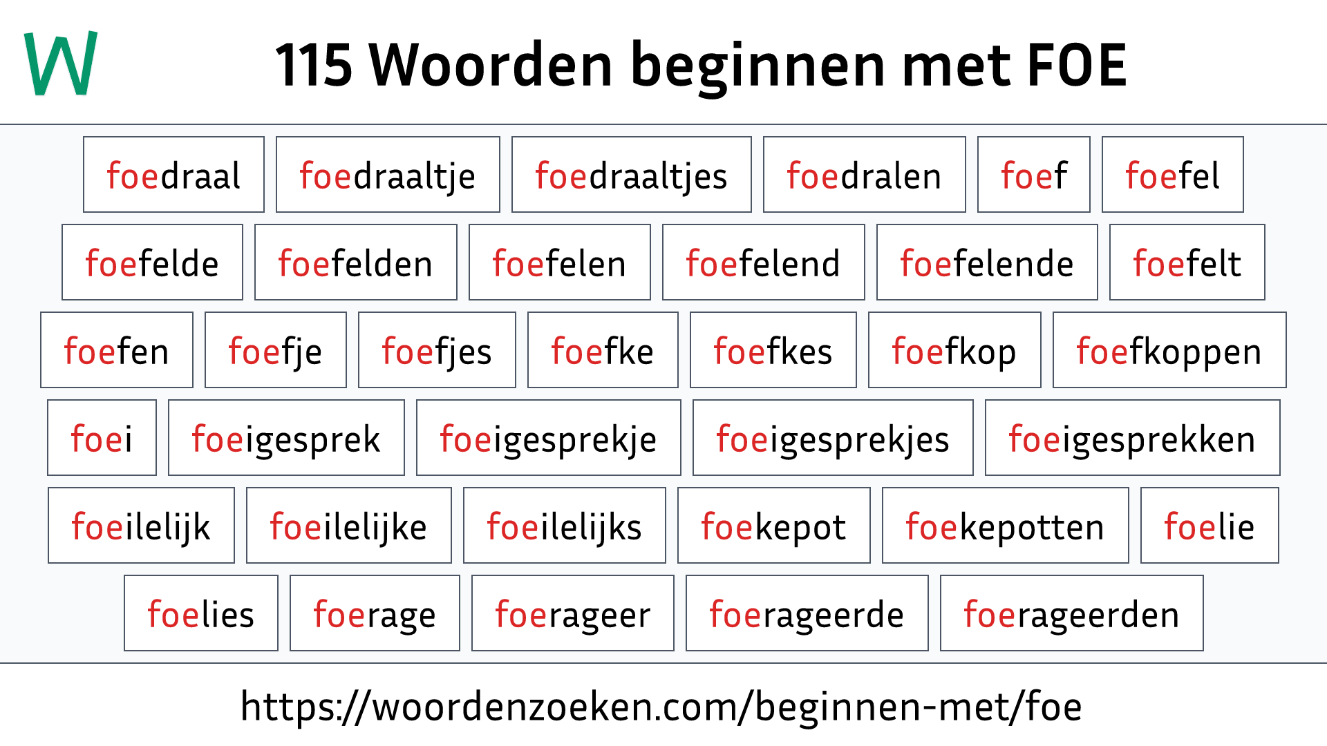 Woorden beginnen met FOE