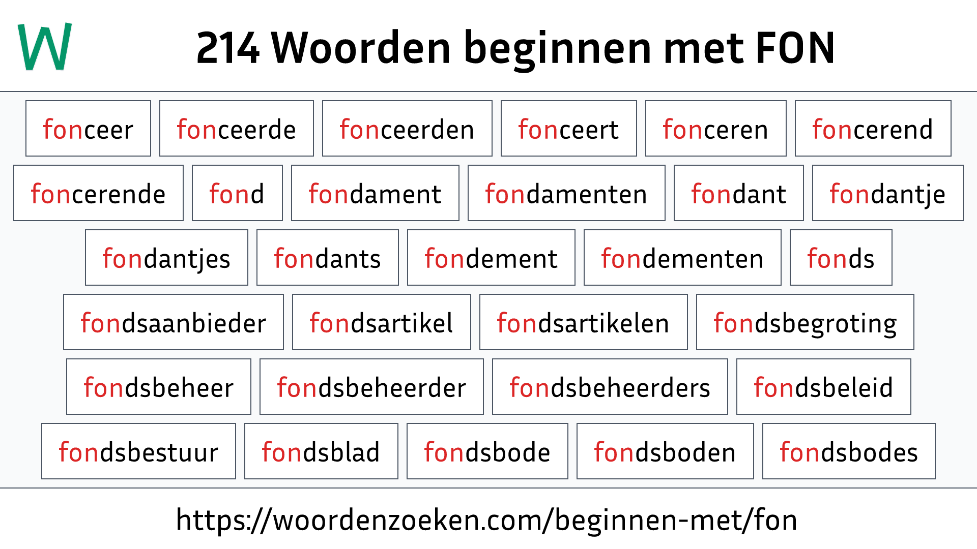 Woorden beginnen met FON