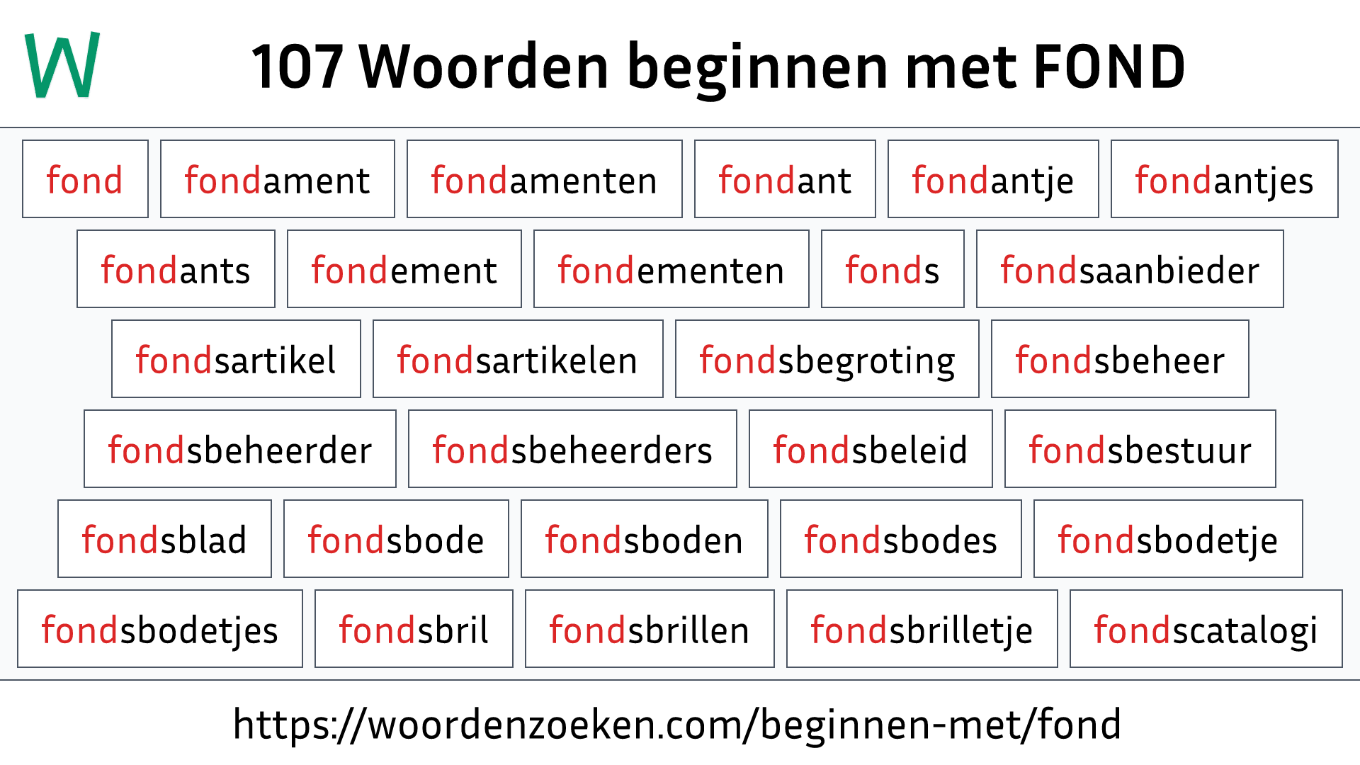 Woorden beginnen met FOND