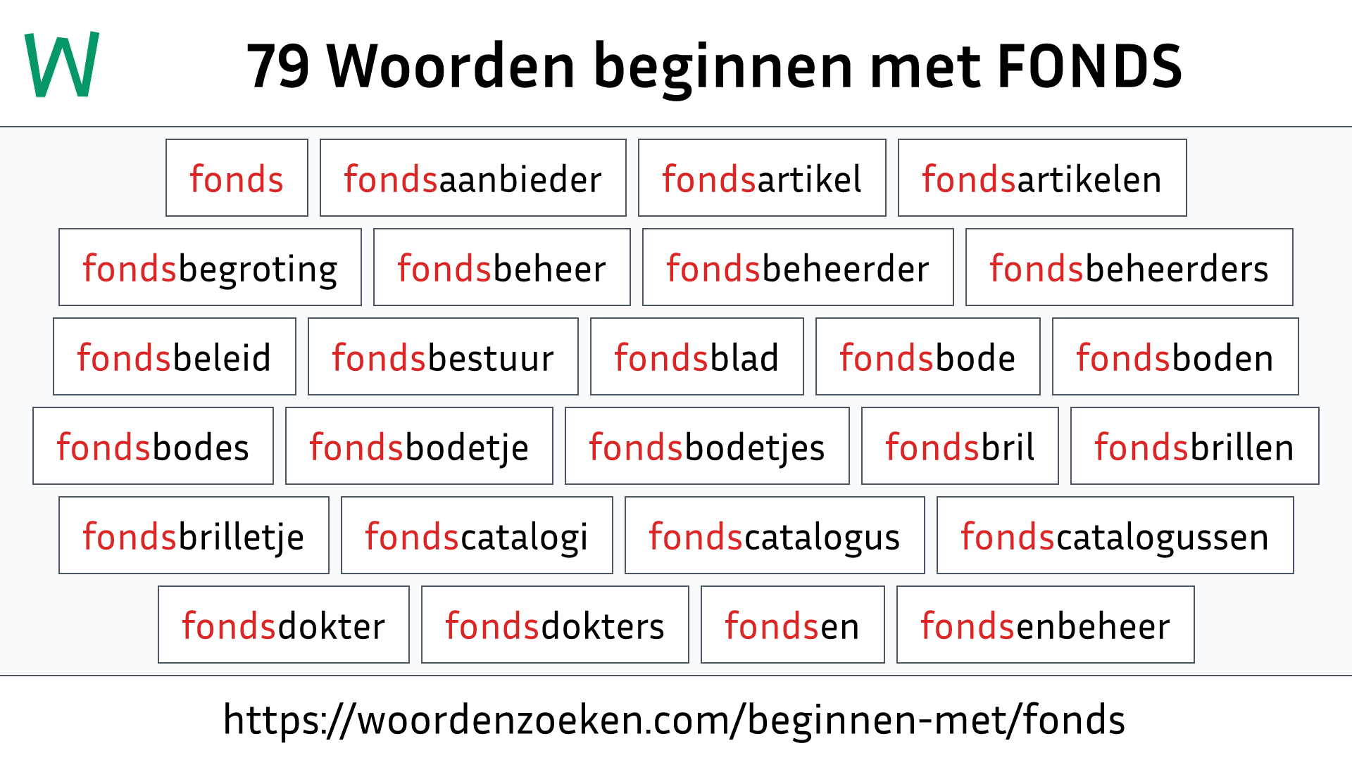 Woorden beginnen met FONDS