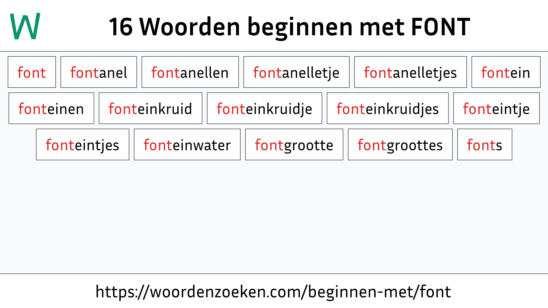 Woorden beginnen met FONT