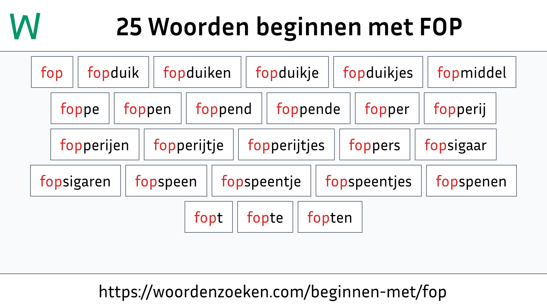 Woorden beginnen met FOP