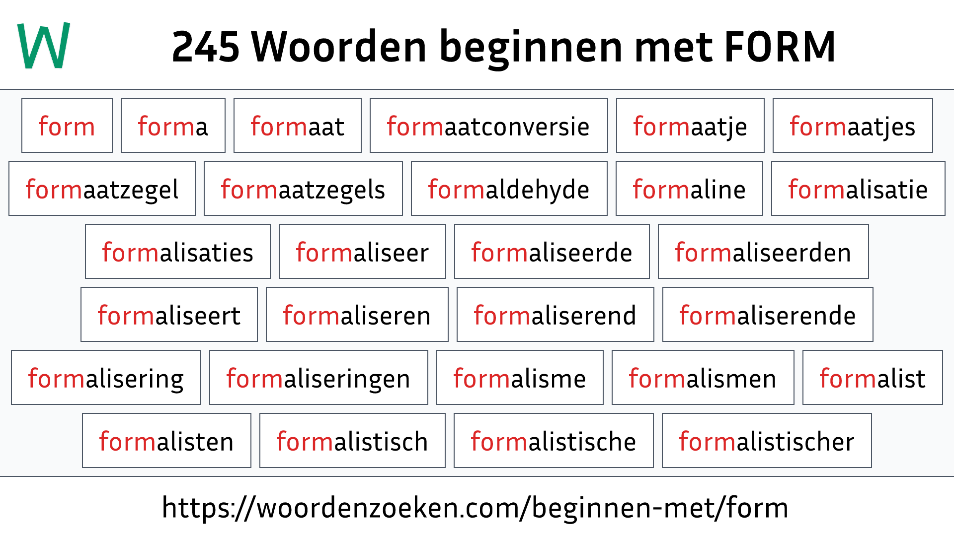 Woorden beginnen met FORM