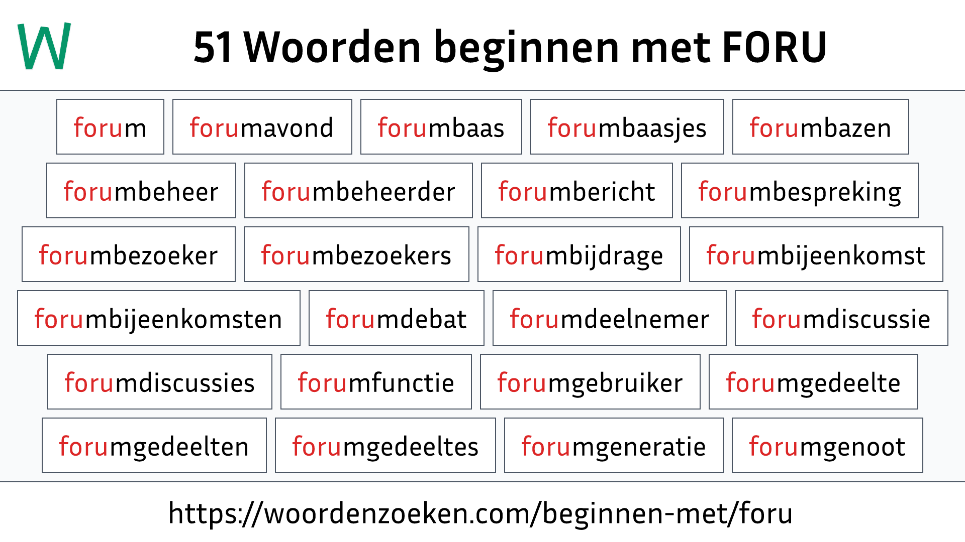 Woorden beginnen met FORU