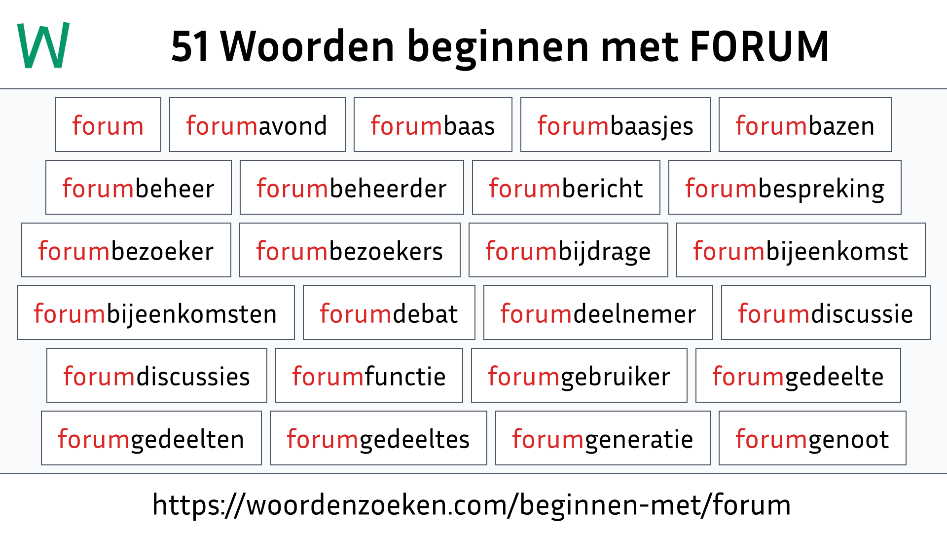 Woorden beginnen met FORUM