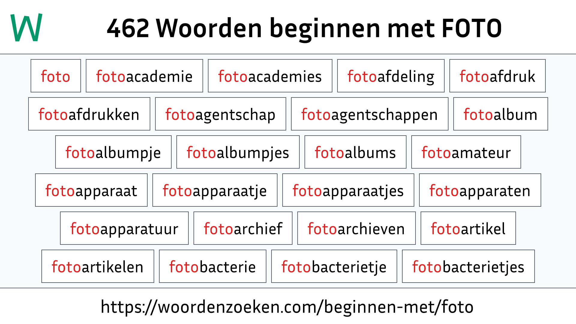 Woorden beginnen met FOTO