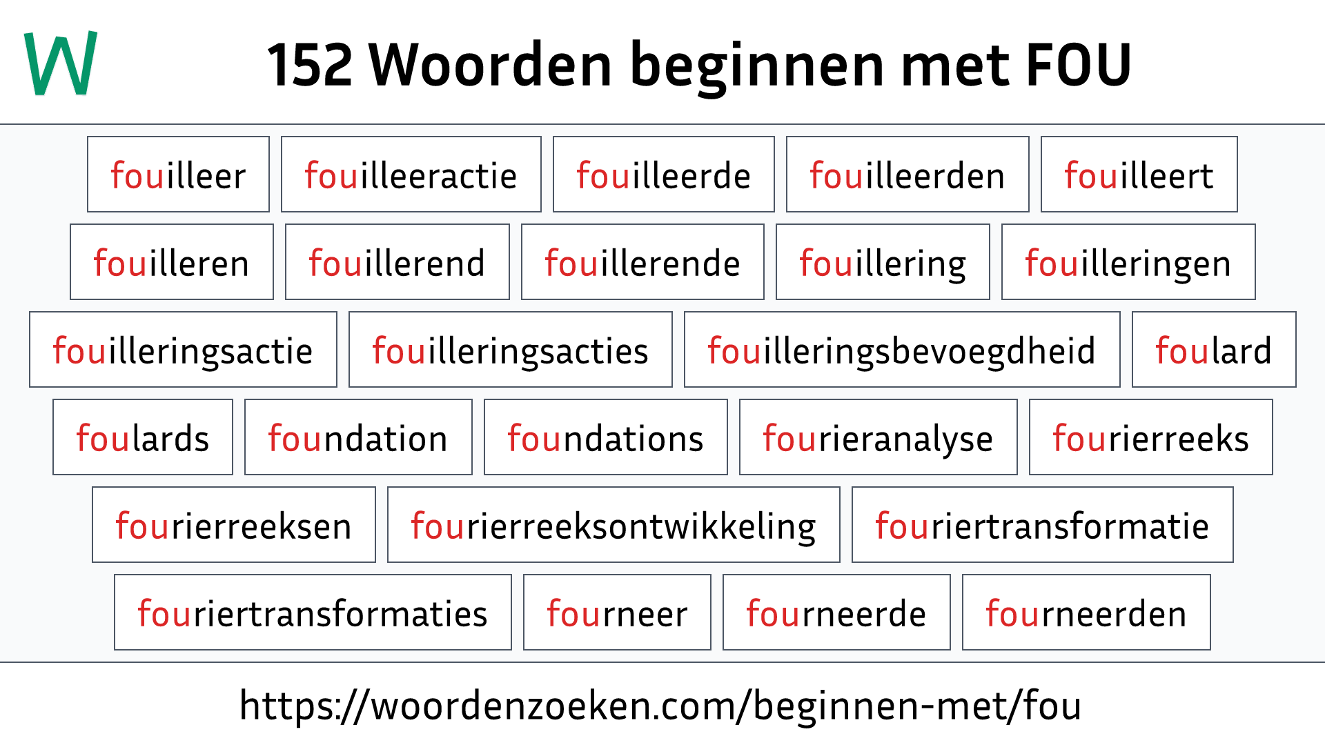 Woorden beginnen met FOU