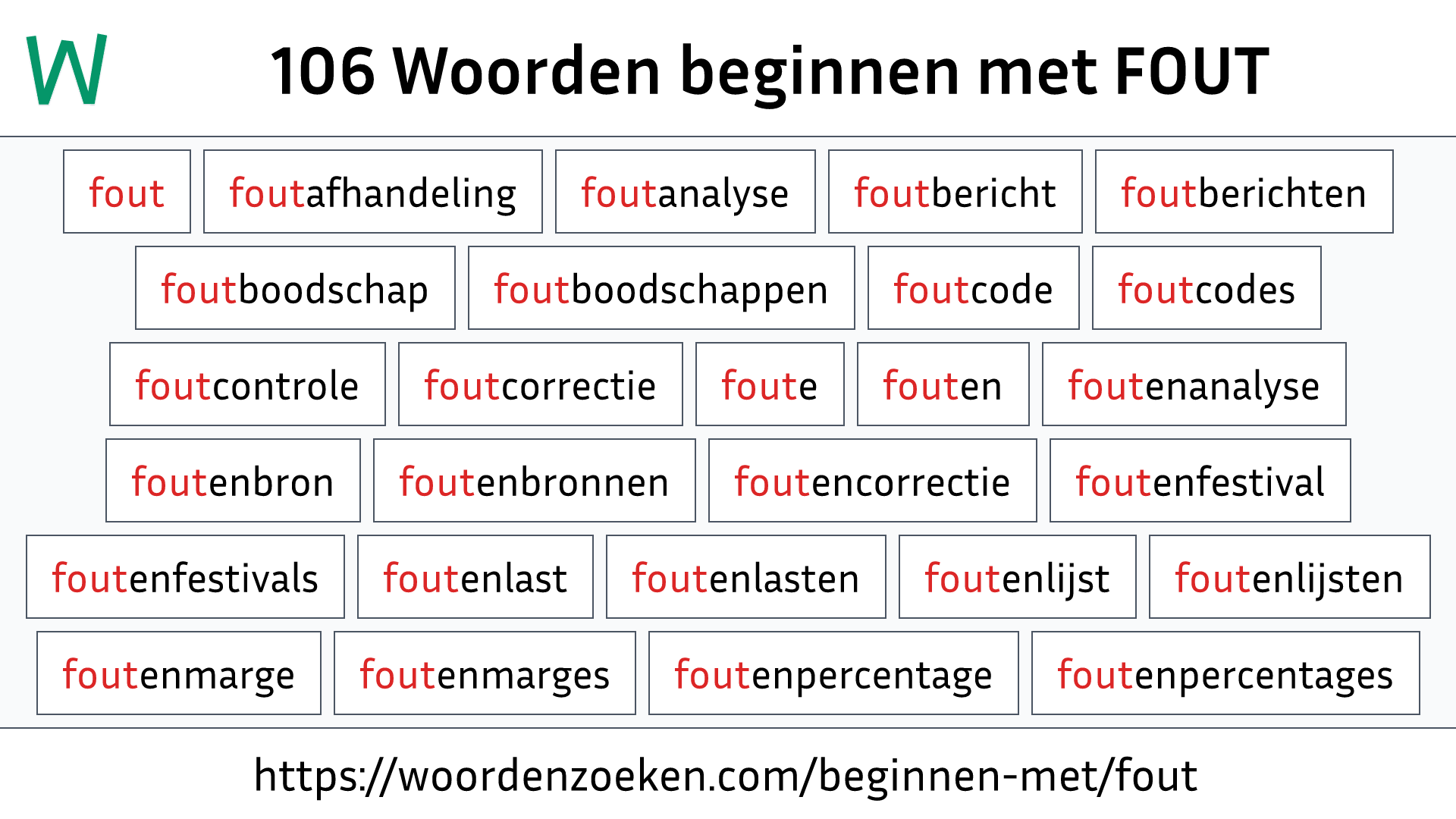 Woorden beginnen met FOUT