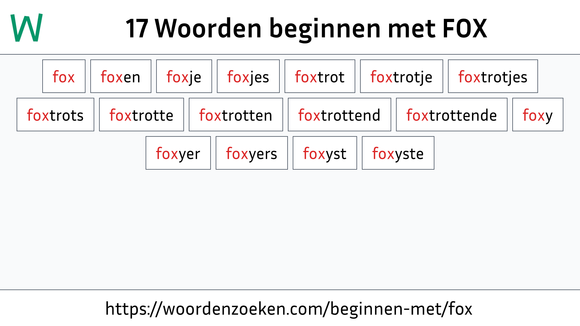 Woorden beginnen met FOX