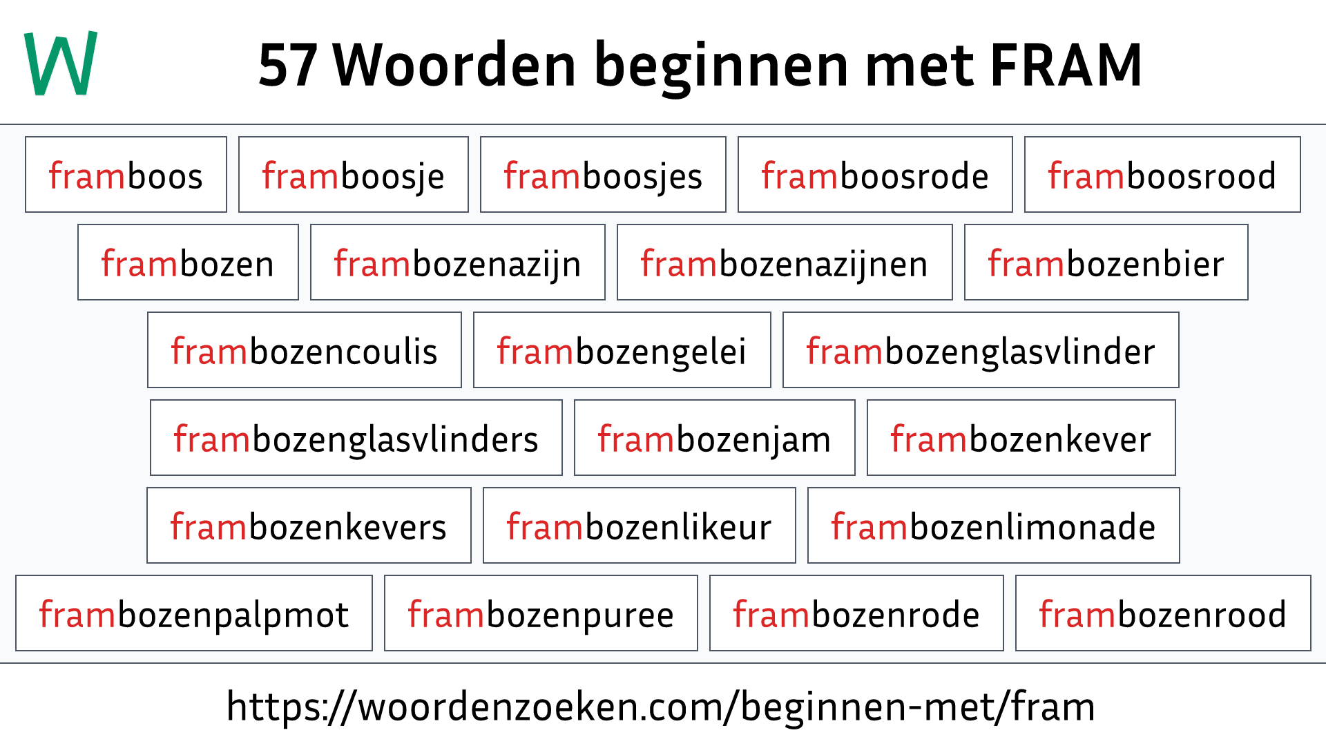 Woorden beginnen met FRAM