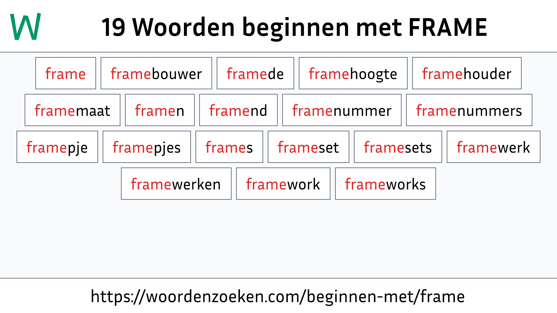 Woorden beginnen met FRAME