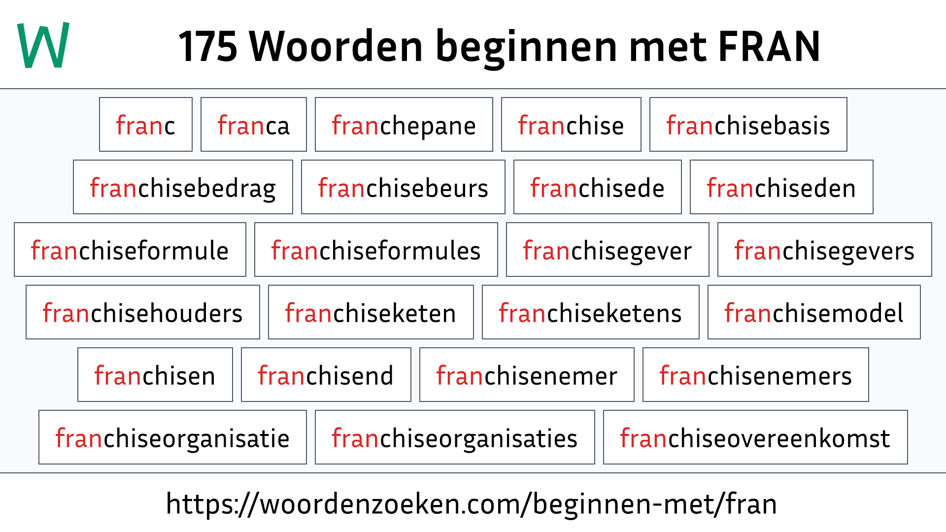 Woorden beginnen met FRAN