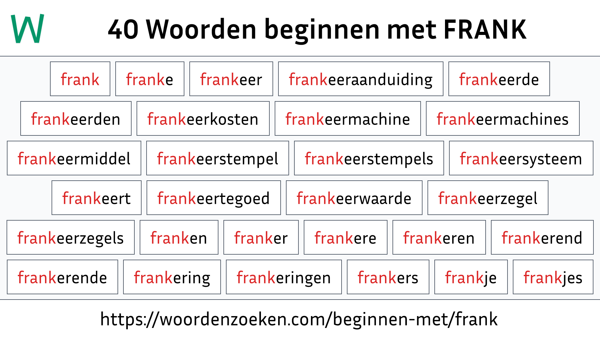 Woorden beginnen met FRANK