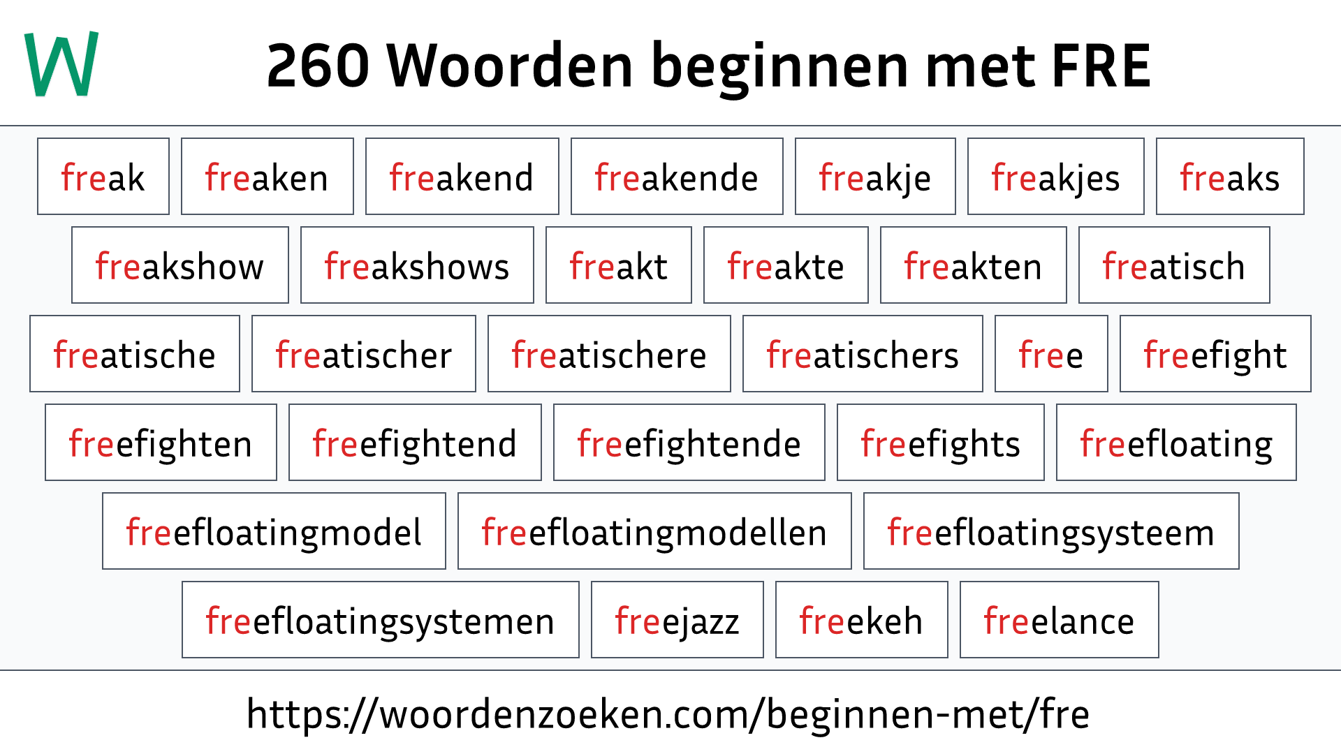 Woorden beginnen met FRE