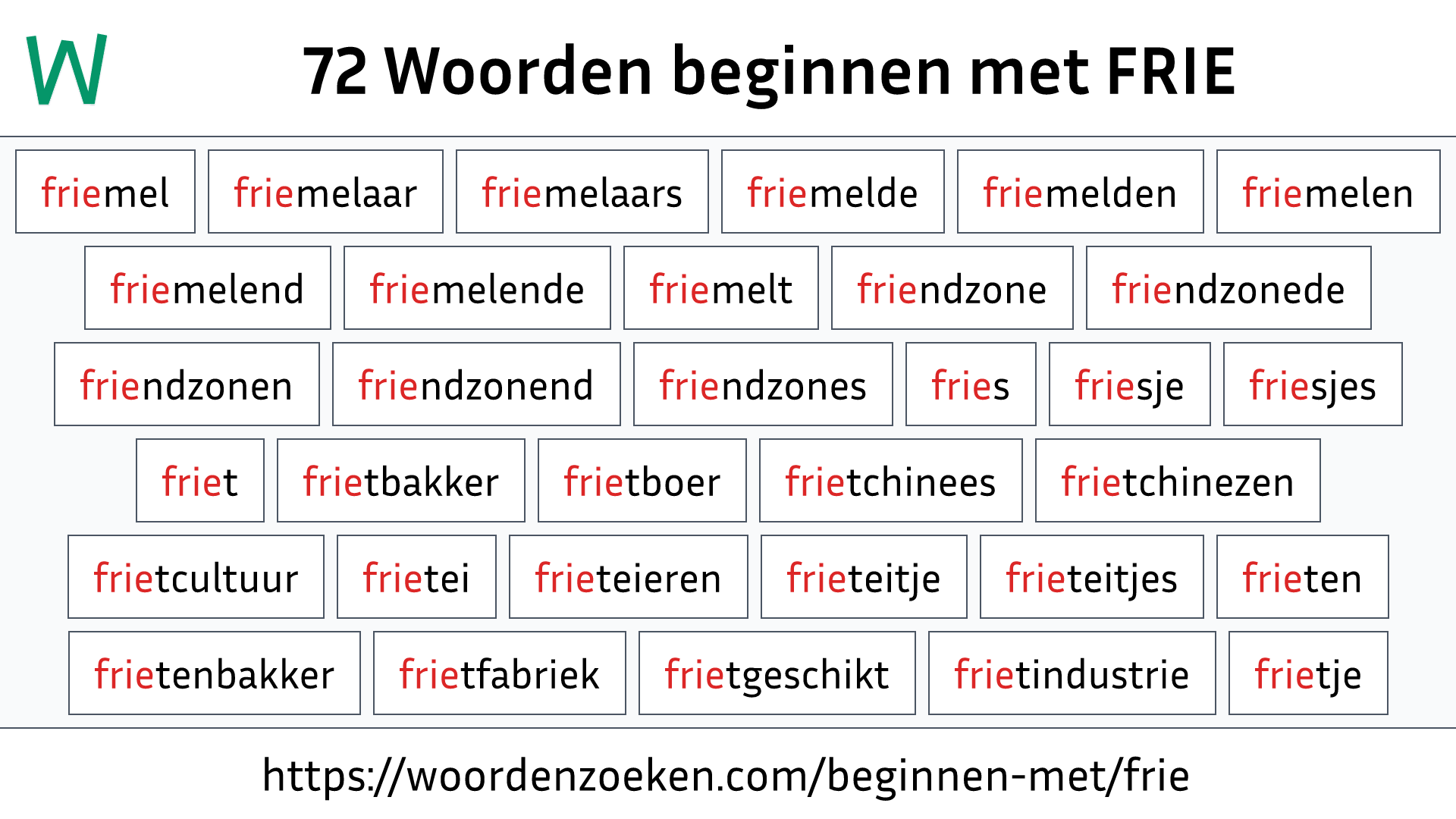 Woorden beginnen met FRIE