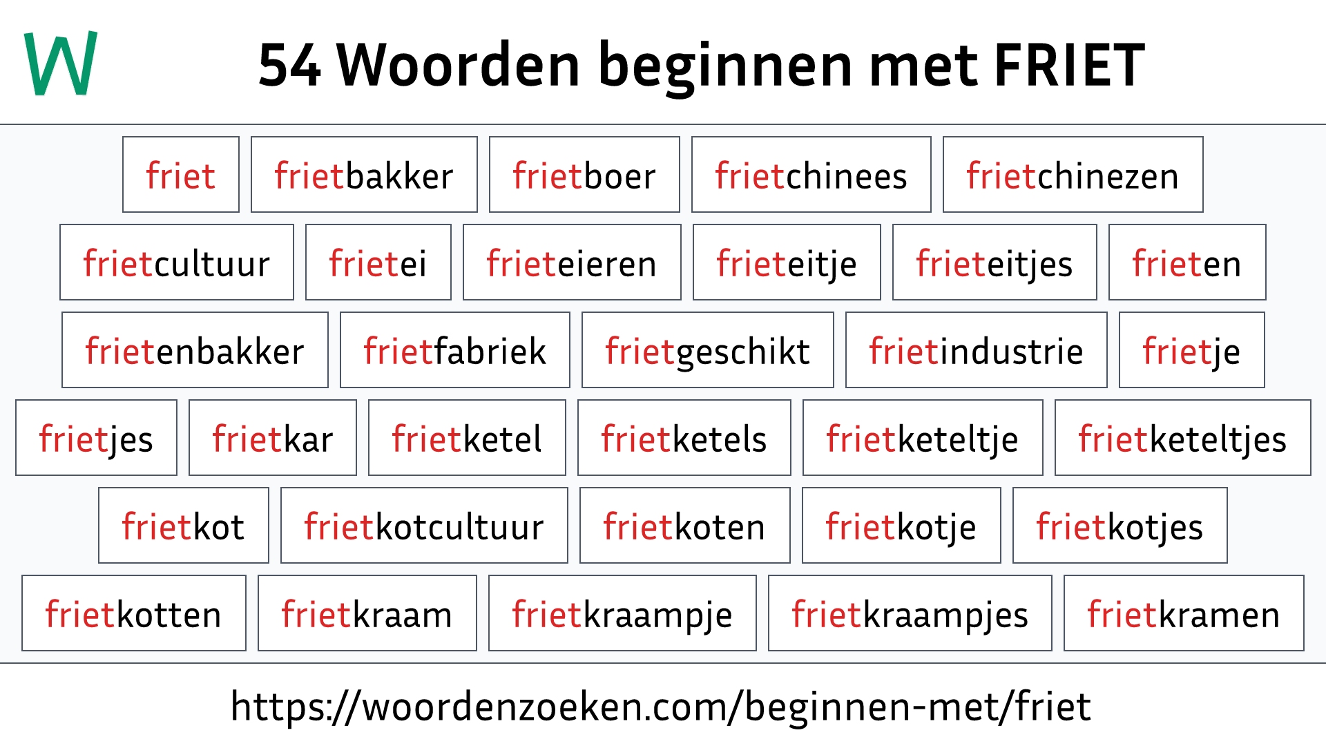 Woorden beginnen met FRIET