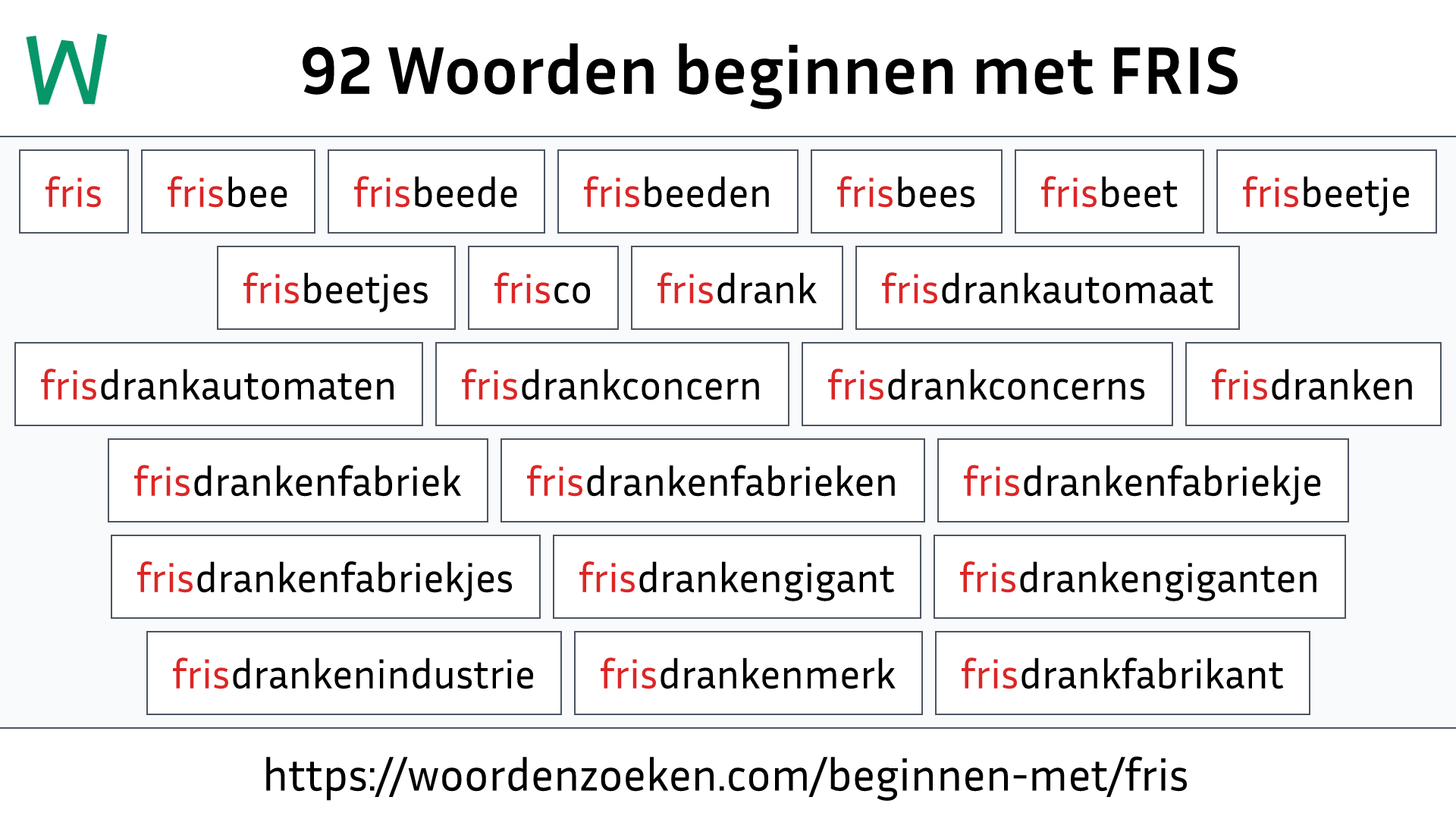 Woorden beginnen met FRIS