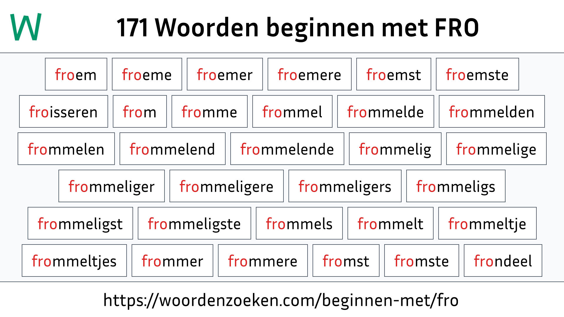 Woorden beginnen met FRO