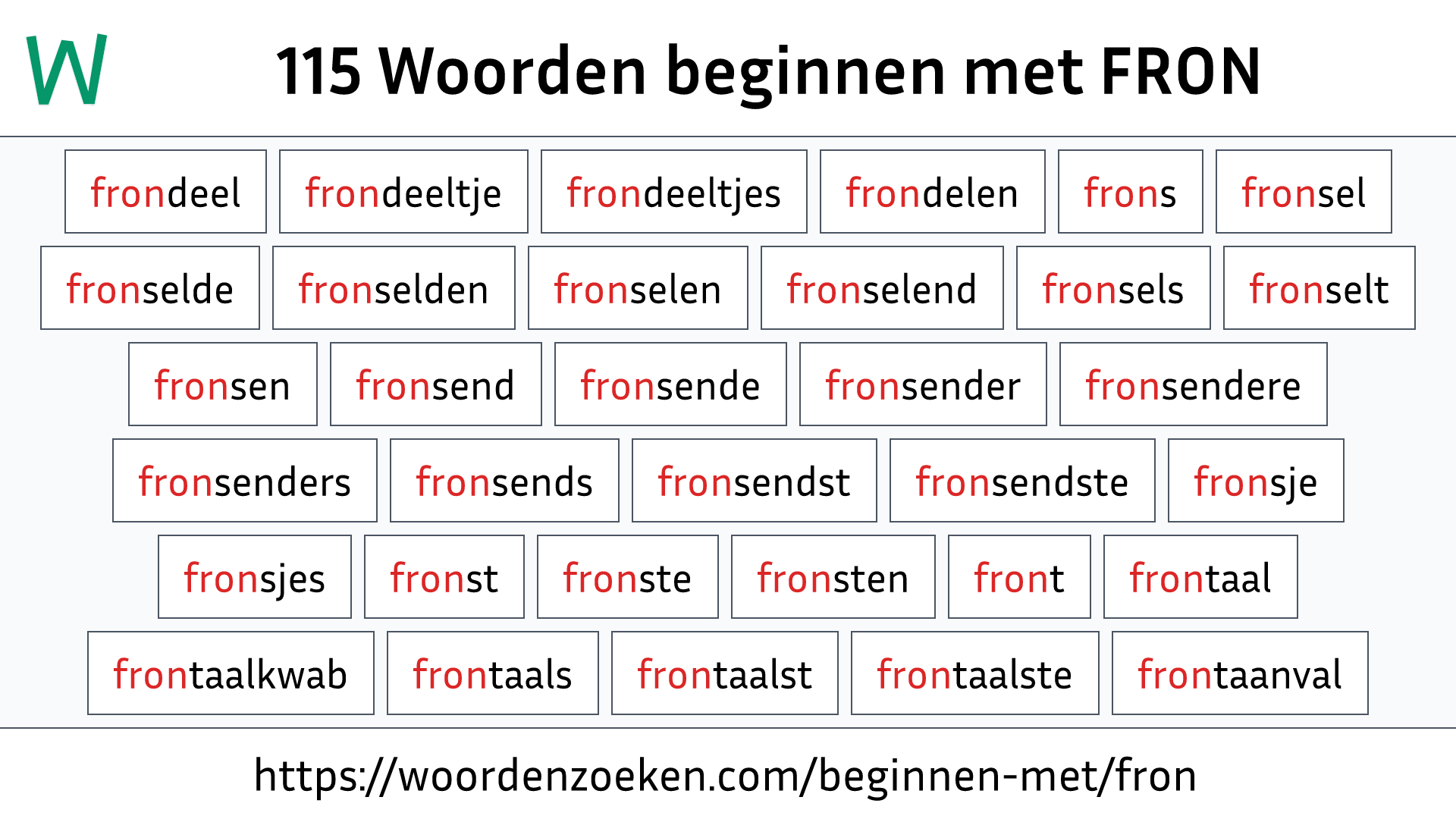 Woorden beginnen met FRON