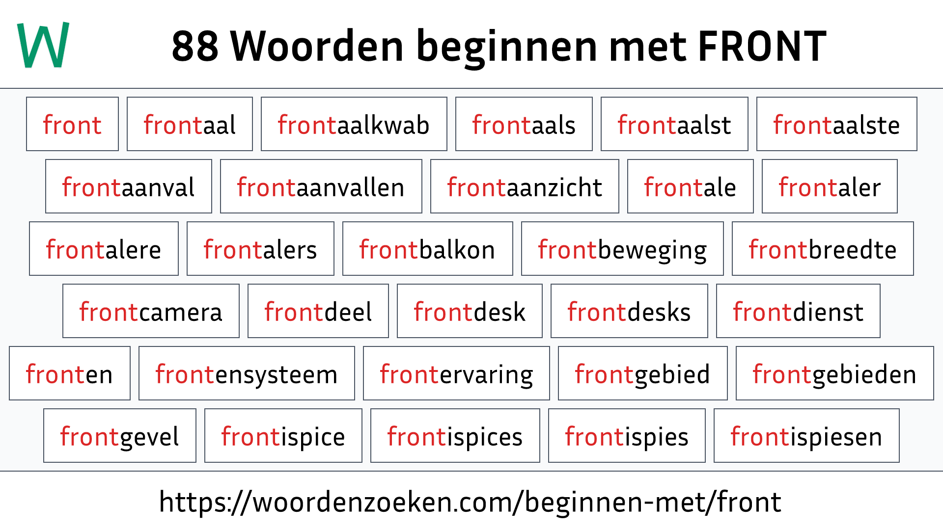 Woorden beginnen met FRONT