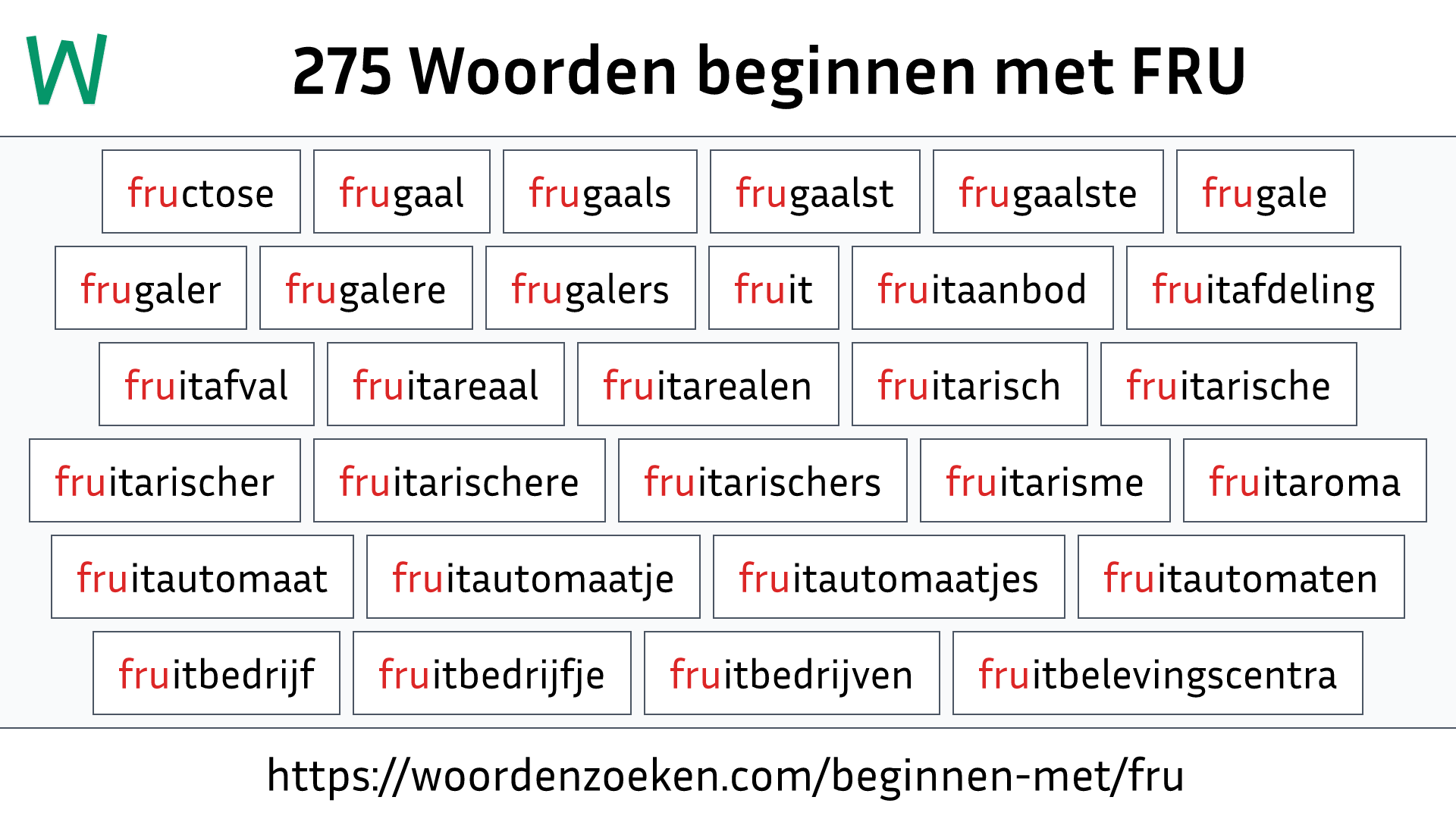 Woorden beginnen met FRU