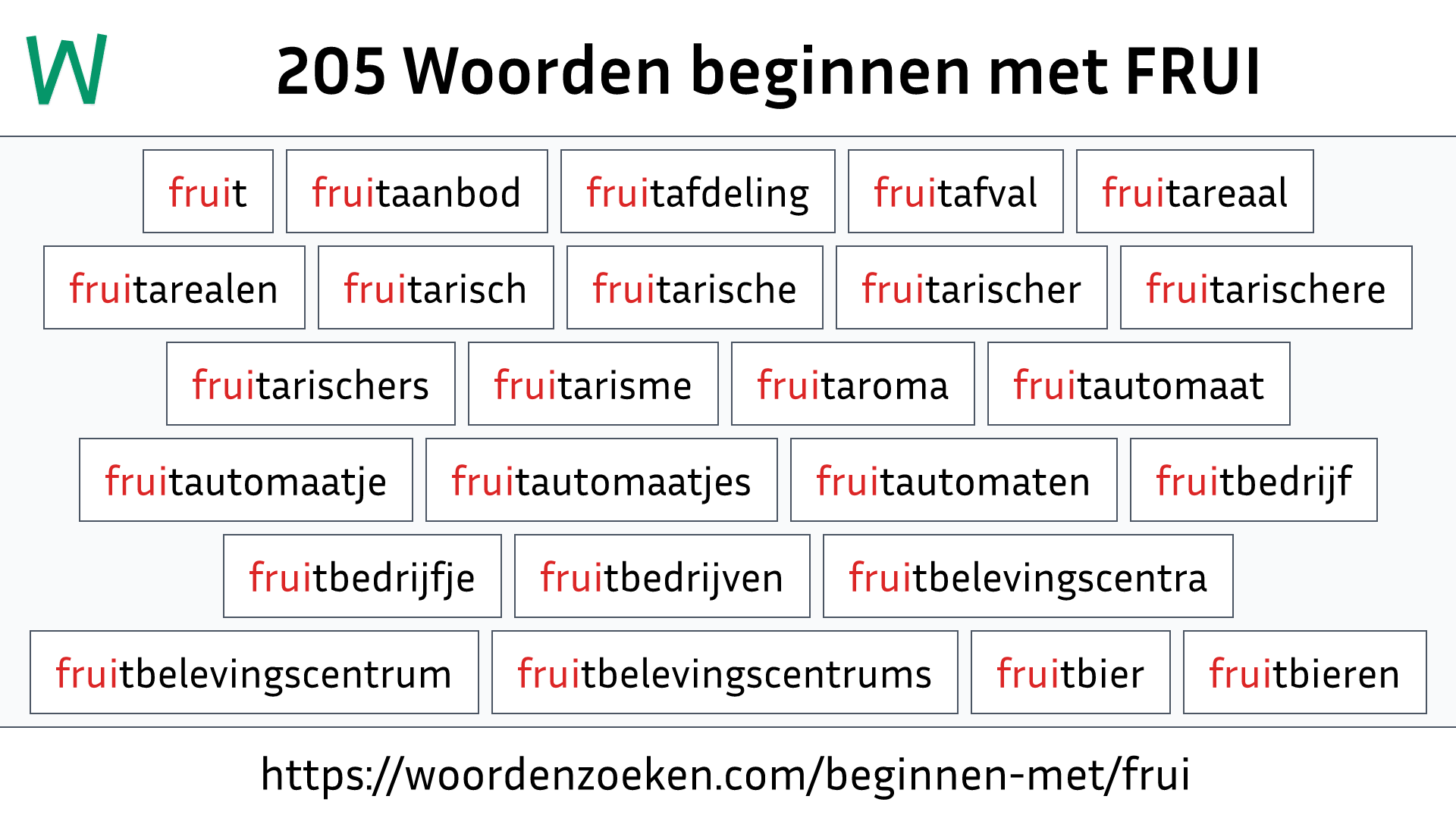 Woorden beginnen met FRUI