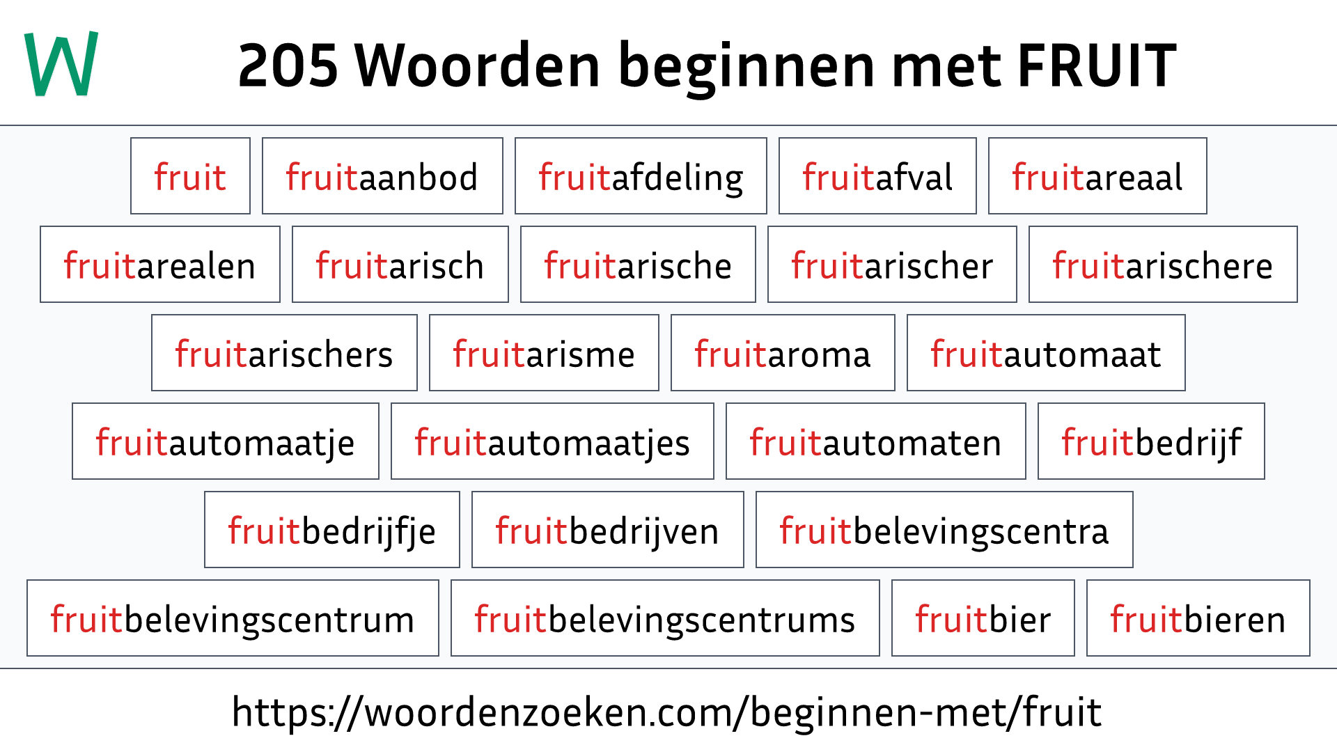 Woorden beginnen met FRUIT