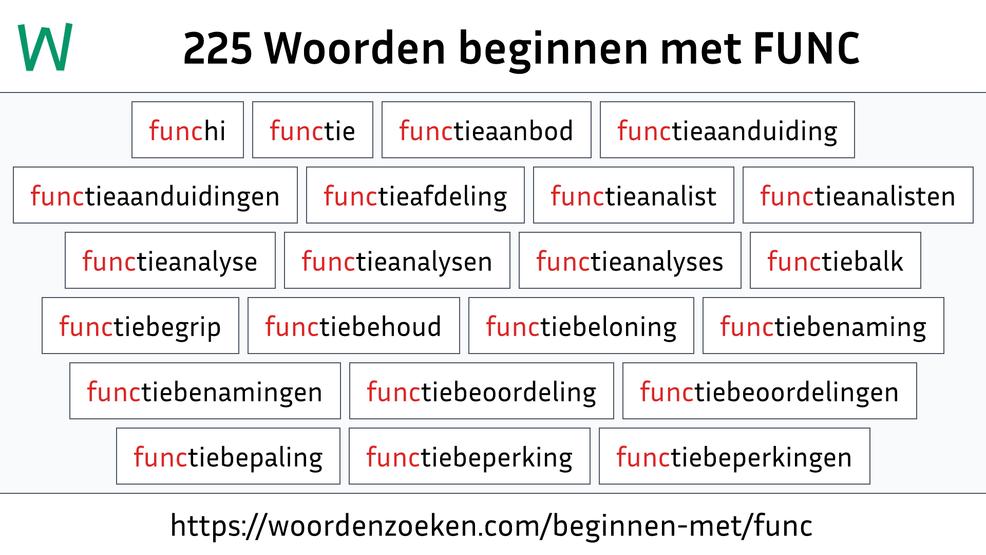 Woorden beginnen met FUNC