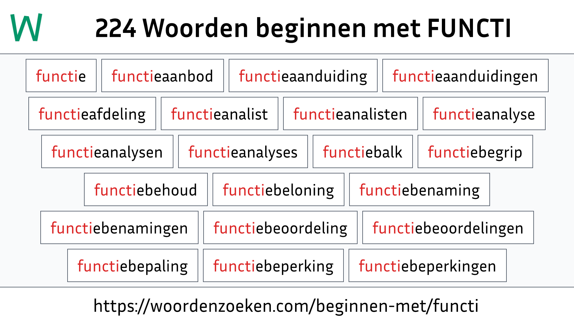 Woorden beginnen met FUNCTI