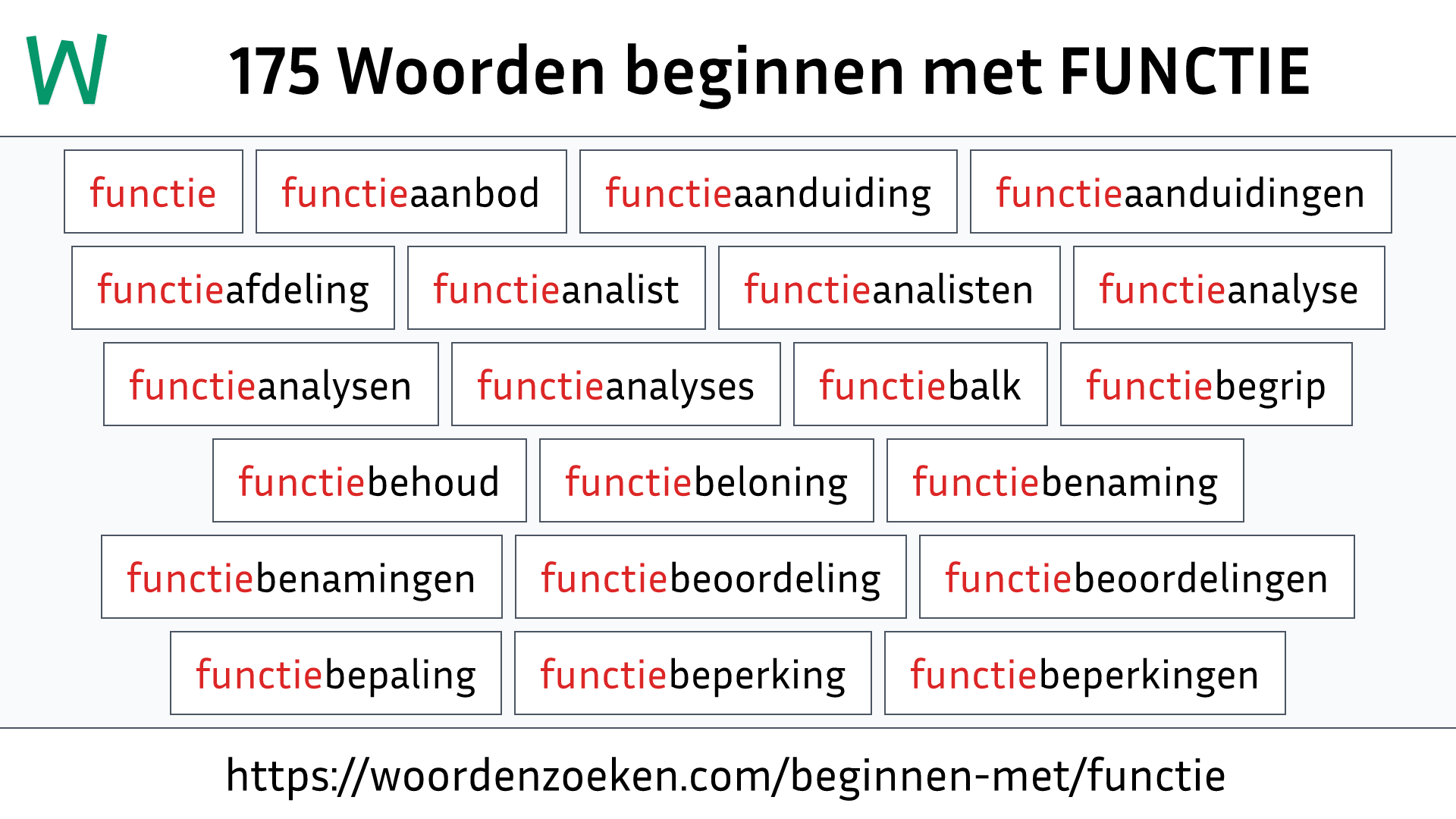 Woorden beginnen met FUNCTIE